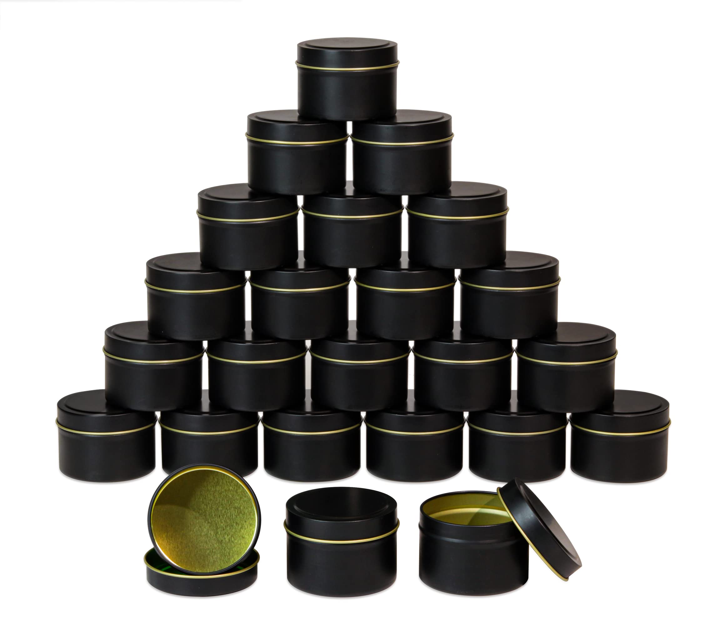 JULWHISPER Black Candle Tins 4oz for Candle Making, 24 Piece Candle Containers, Bulk Candle Jars for Candle Making - (Black)