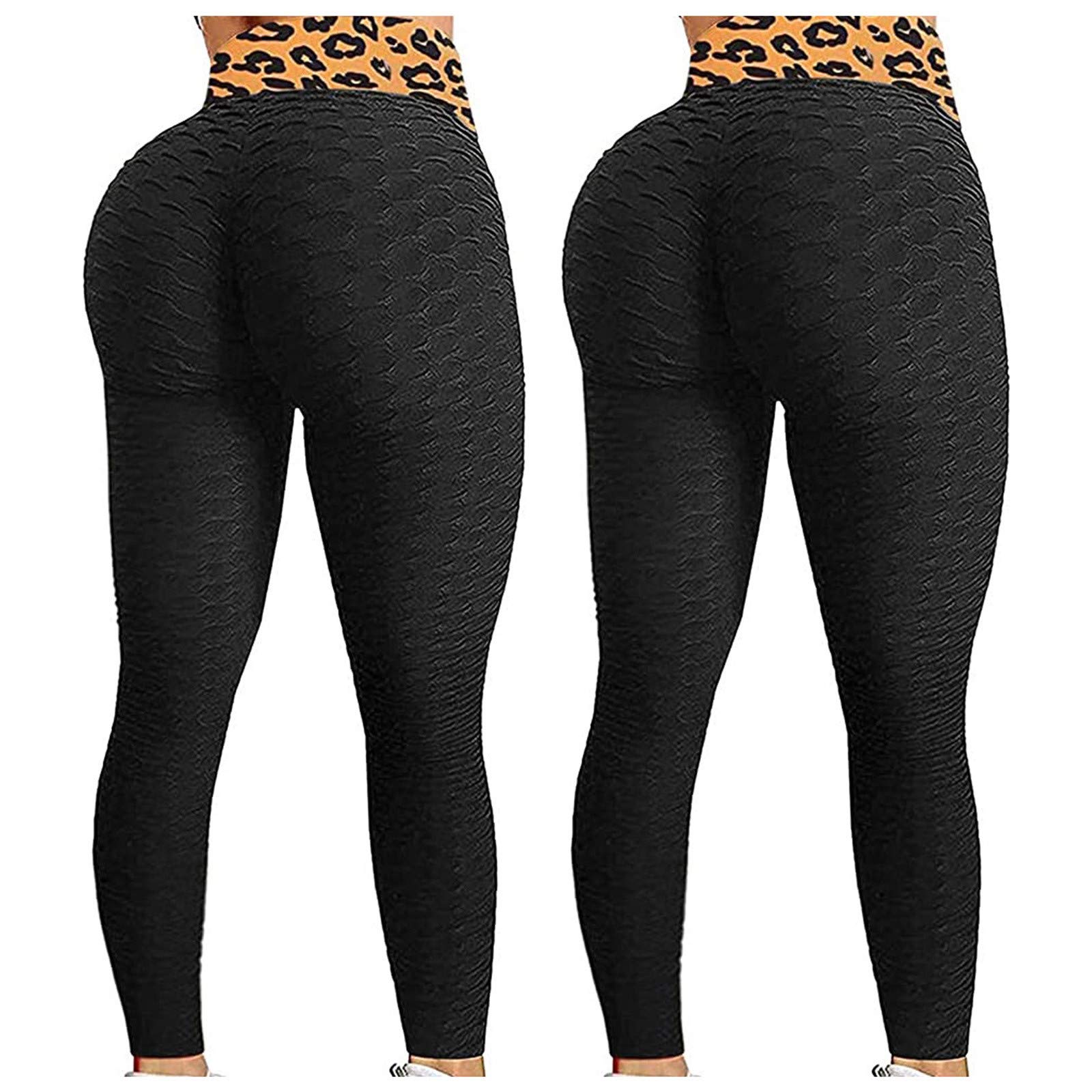 2 Women Fashion Print Yoga Pants Plus Size Casual High Waist Sport Pants Lh325