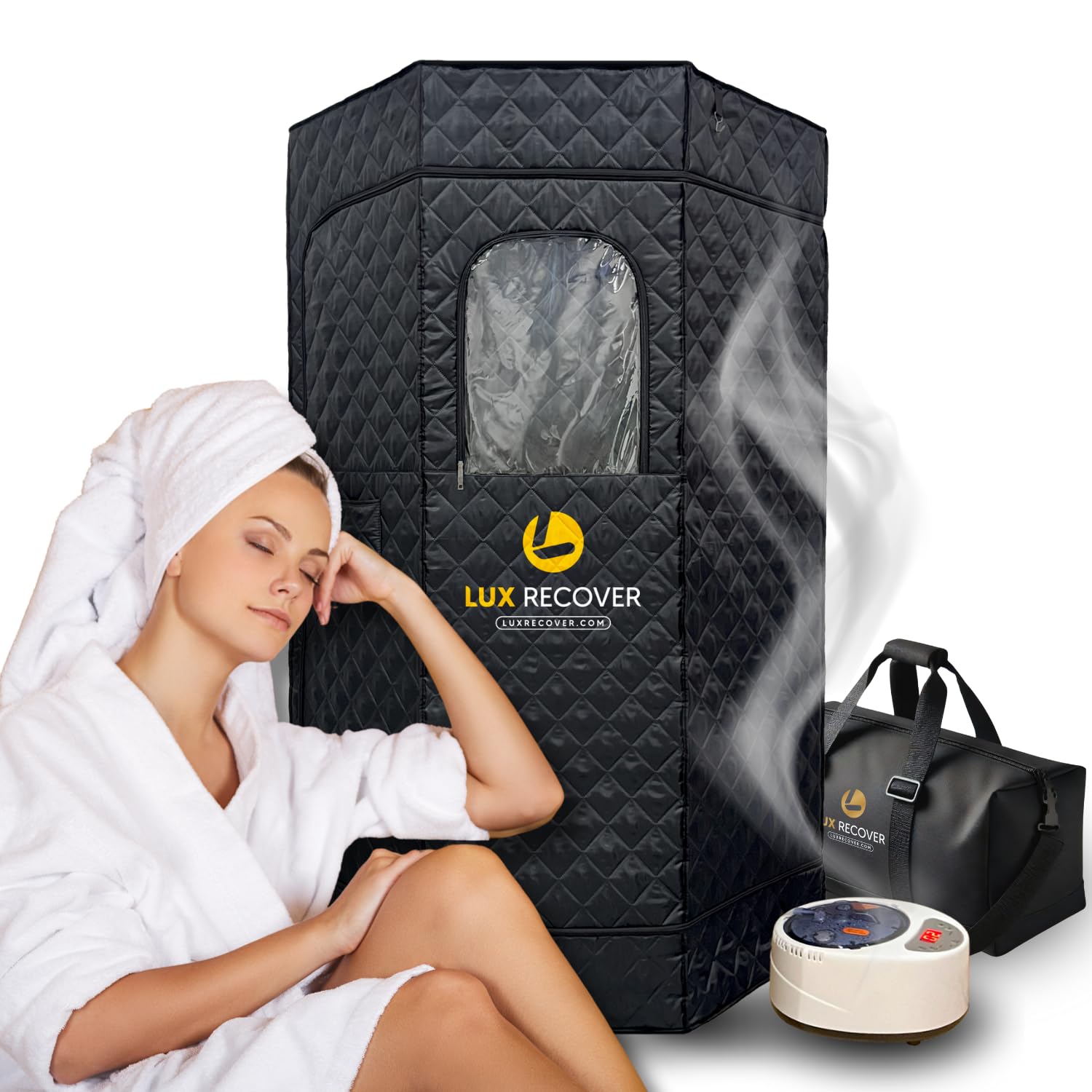 Large Portable Sauna Steam Tent | Full Size Home Sauna Steam Room | Sauna Tent | Steam Room Tent | Free Chair | 1-2 People Sauna Pod | Portable Infrared Sauna for Home | Steam Room | Lux Recover