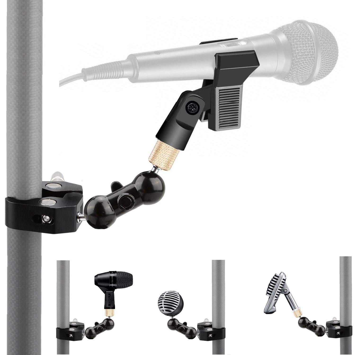 Microphone Clip, Clamp Mount for Shure Microphones, MV5,MV51,PGA52,Sennheiser E604,AKG D112,Nady DM-80 DM-70 Drum Microphone