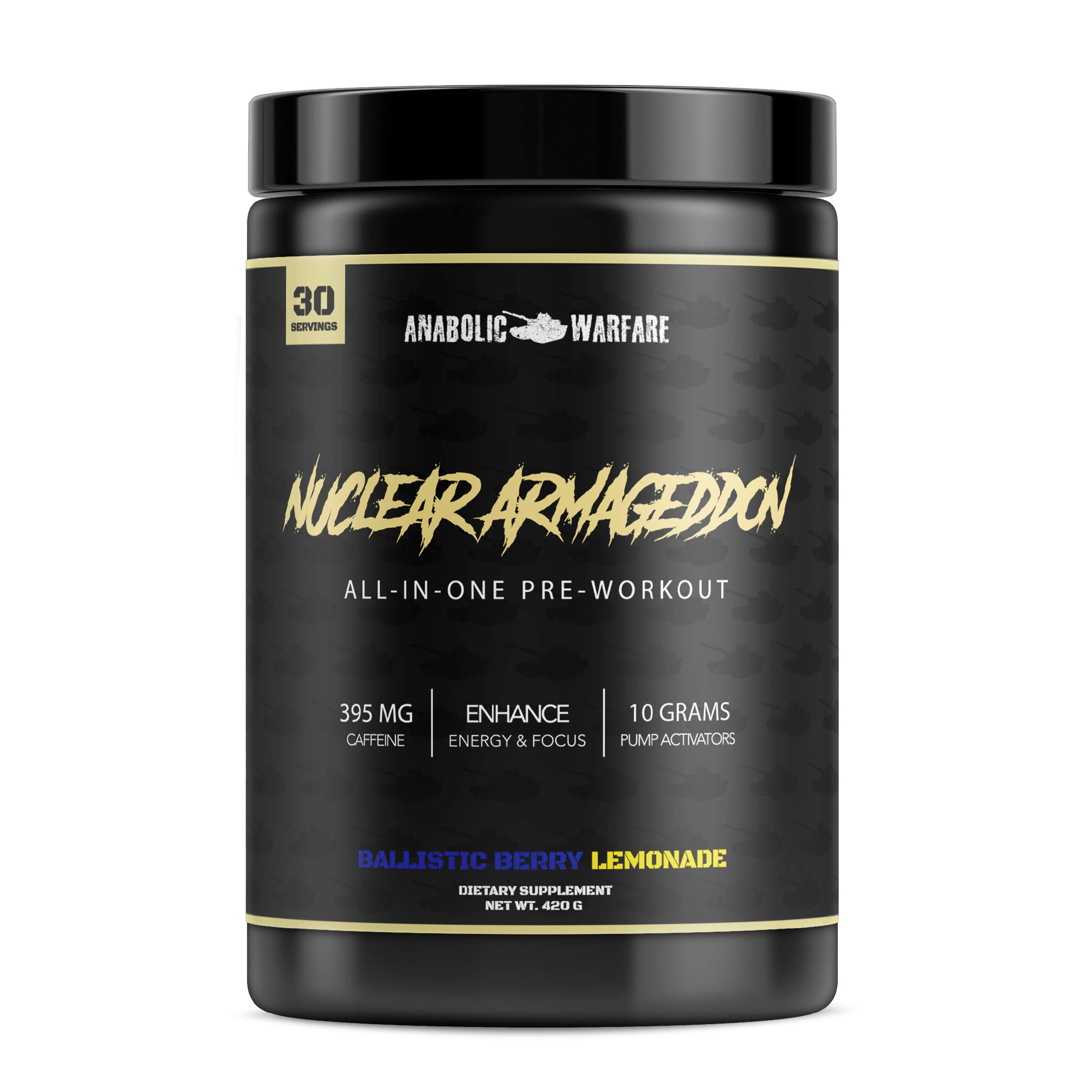 Nuclear Armageddon Pre Workout Powder by Anabolic Warfare – Pre-Workout for Men & Women with L-Citrulline, Beta Alanine Powder and Caffeine (Ballistic Berry Lemonade - 30 Servings)