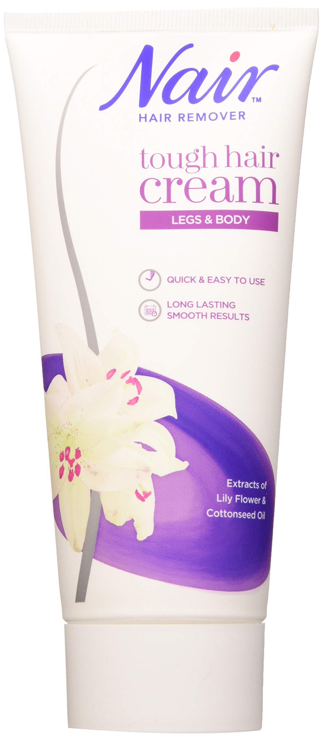 Nair Tough Hair Removal Cream - for Coarse & Dark Hair on Legs & Body - with Lily Flower Extract & Cotton Seed Oil – 200ml