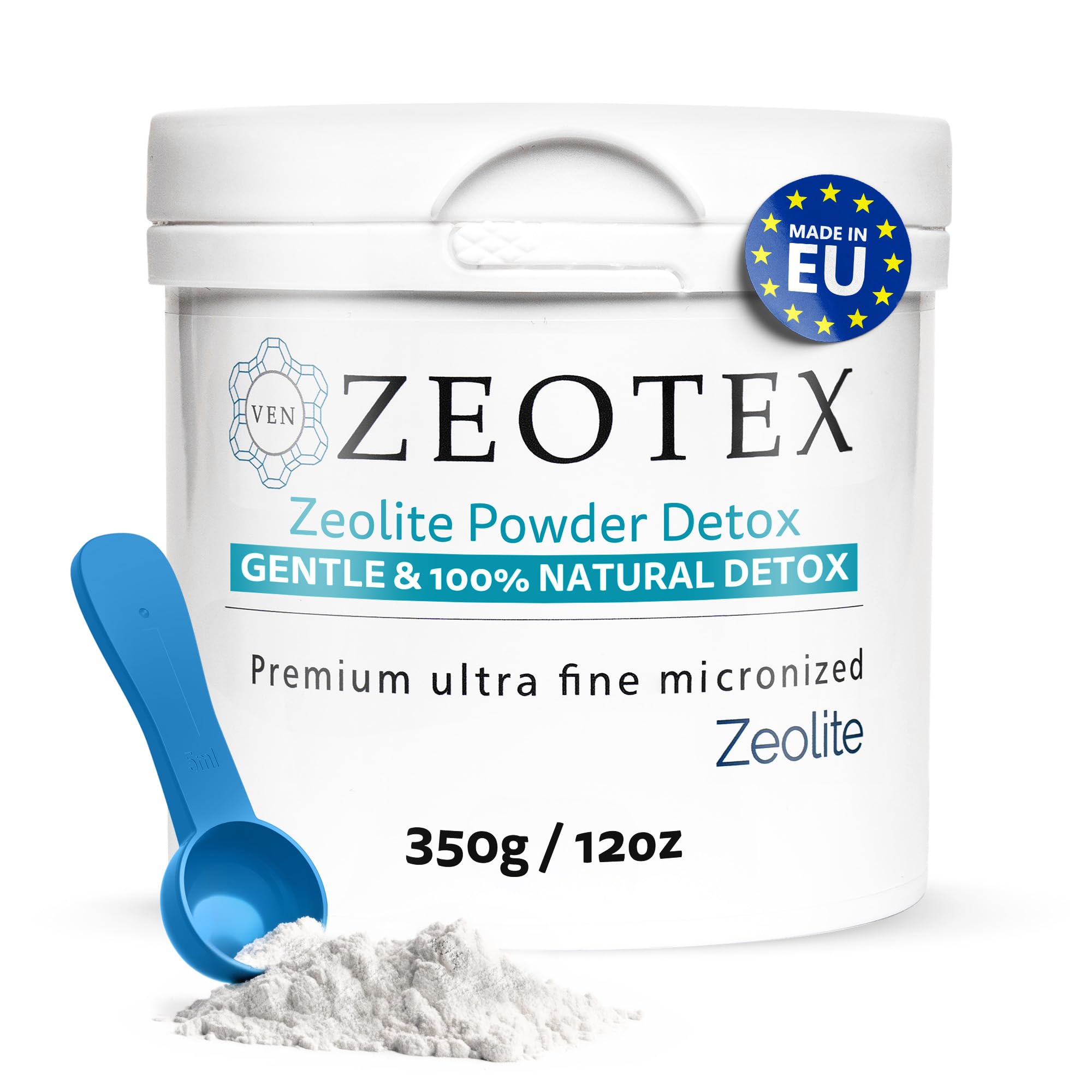 ZeotexZeolite Powder - 350g - 1µm Premium Ultra Fine Zeolite 95% Clinoptilolite Powder - Activated & Energized | Full Body Detox Cleanse |