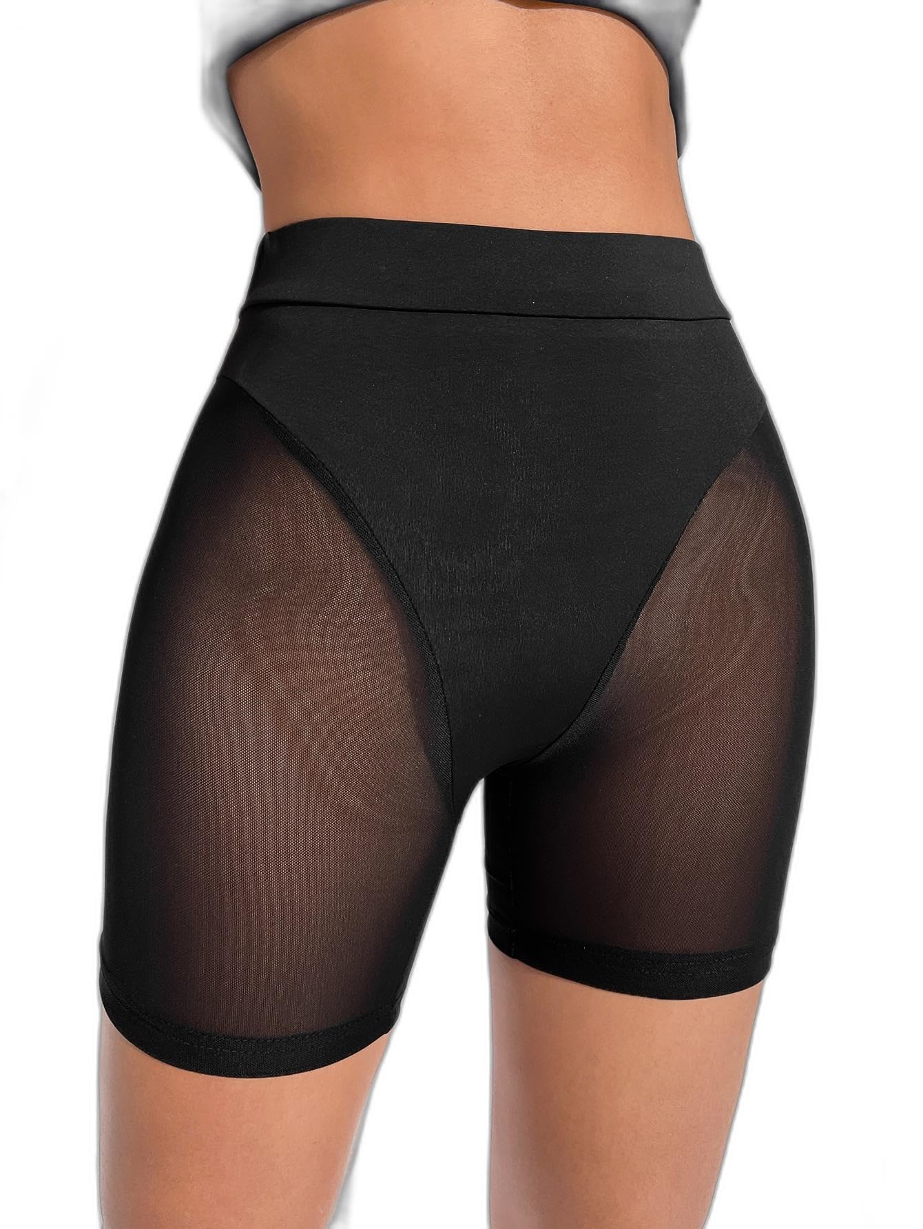 Women SXY Solid Contrast Mesh Cycling Shorts