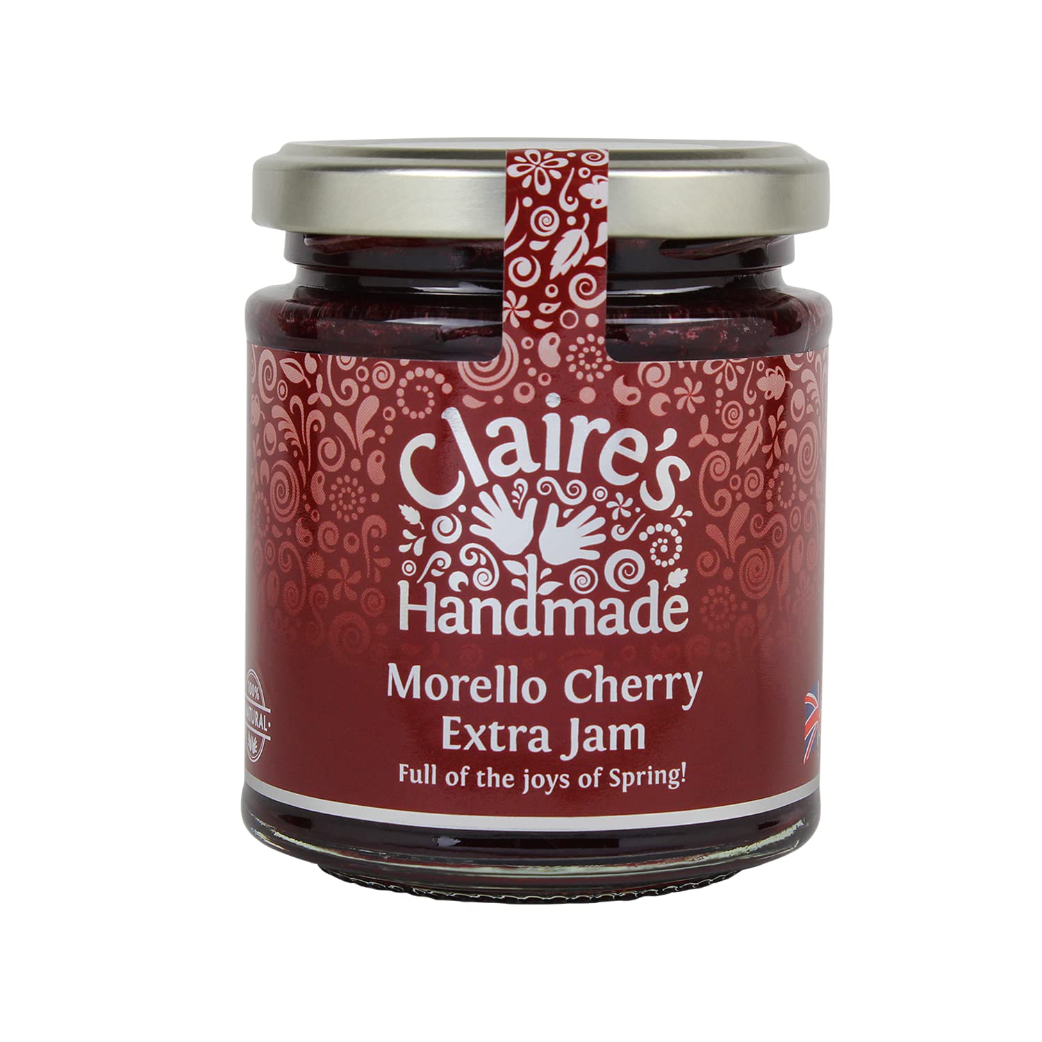 Claire's Handmade Morello Cherry Extra Jam - Award Winning Rich Cherry Flavour Traditionally Made Great Tart Filling Gluten-Free Non-GMO Suitable for Vegetarians & Vegans - 227g Jar