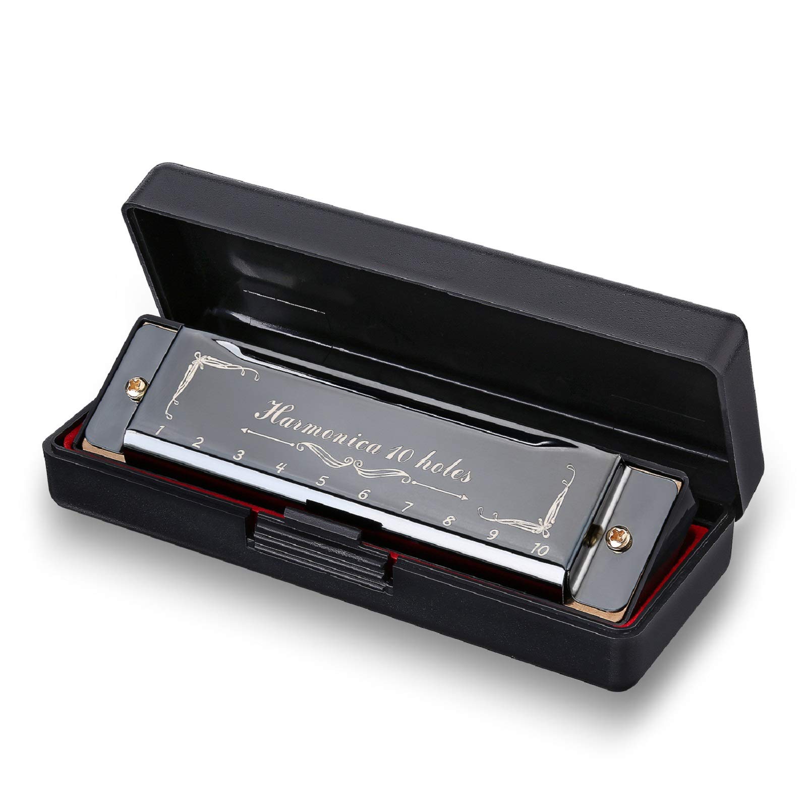 Standard Diatonic Harmonicas, EXJOY Deluxe Blues Harmonica C Key for Beginners, Professional, Students, Kids, Adult, gift, 10 Holes 20 Tunes Mouth Organ with Store Case & Cleaning Cloth