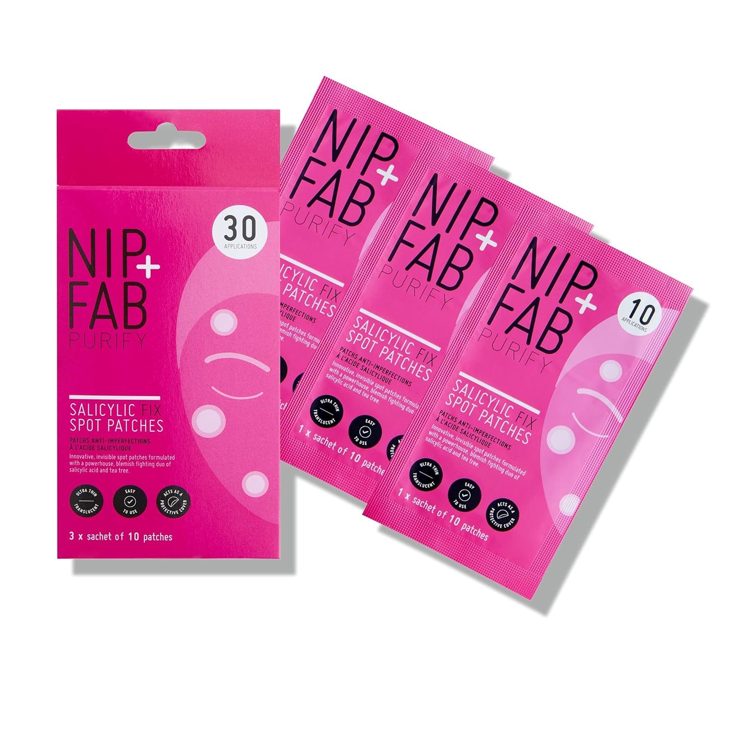 Nip + Fab Salicylic Acid Fix Spot Patches for Face with Tea Tree Blemishes Dark Spots Patch, 30 Count, (SKSALSPBOX)