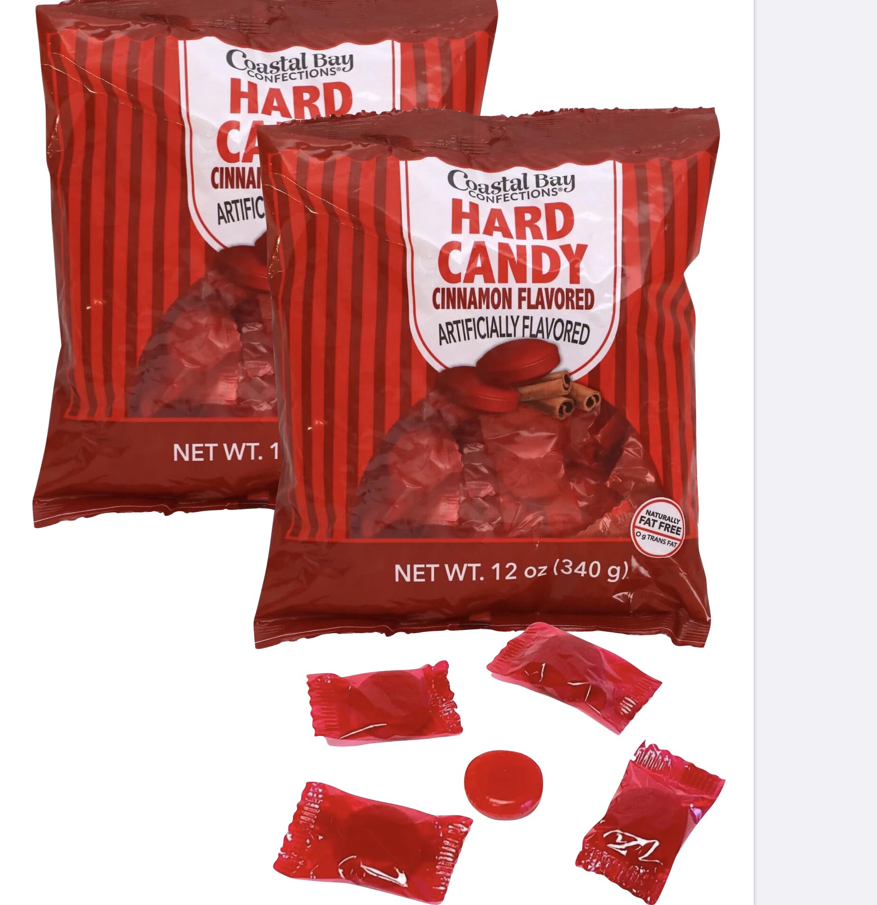 Coastal Bay Hard Candy (12 0z -Pack of 2, Cinnamon Flavored)