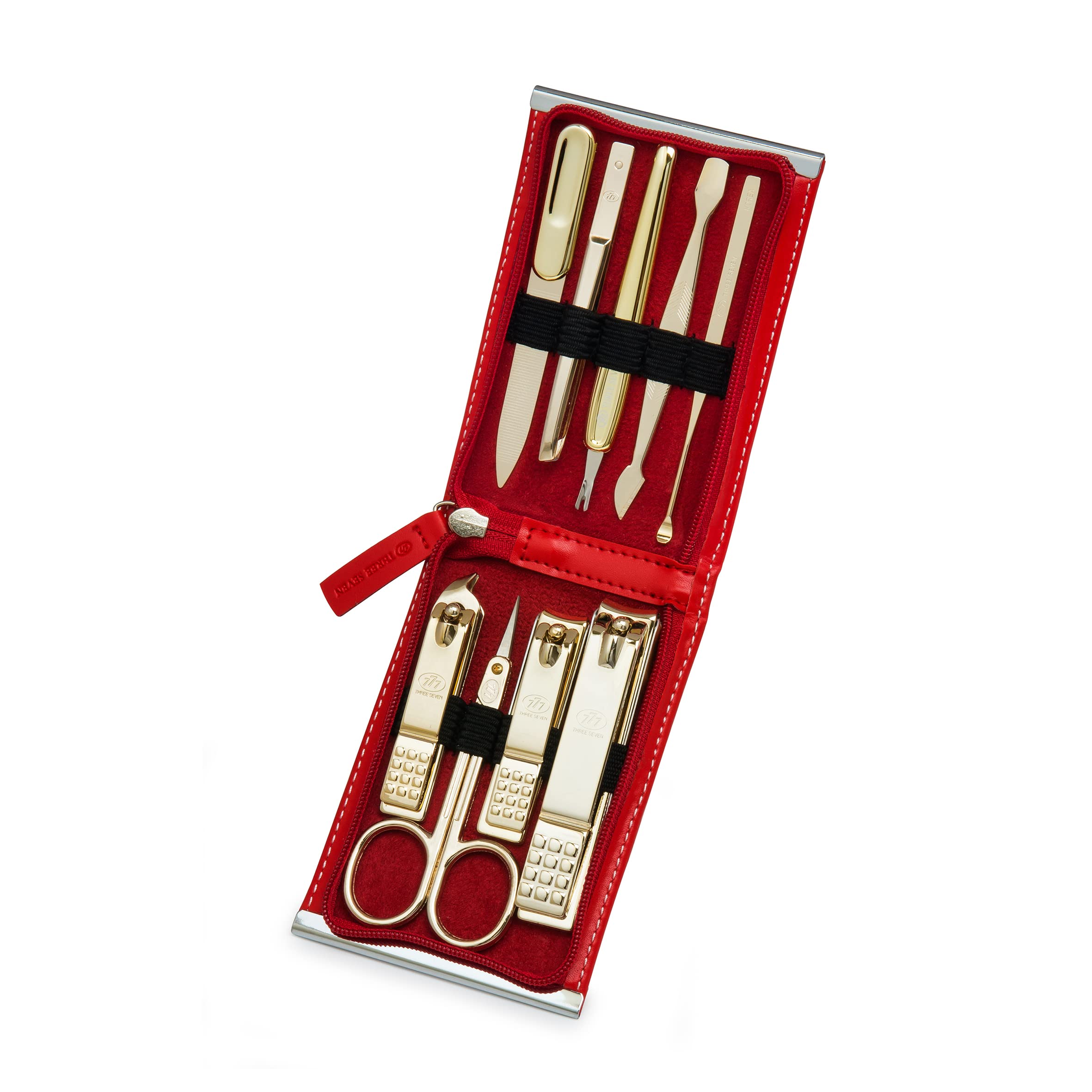 World No. 1. Three Seven (777) Travel Manicure Grooming Kit Nail Clipper Set (9 PCs, TS-970RG), MADE IN KOREA, SINCE 1975.