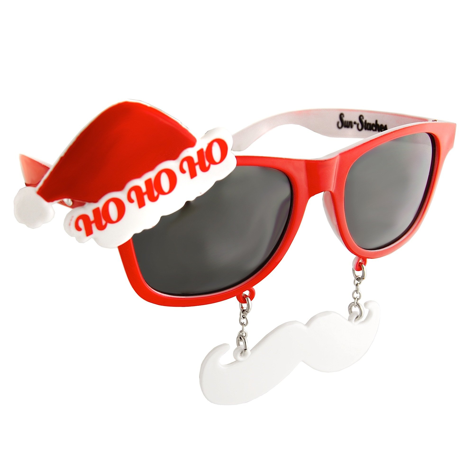 Sunstaches Hohoho Sunglasses, Red/White, Instant Costume, Party Favors, UV400