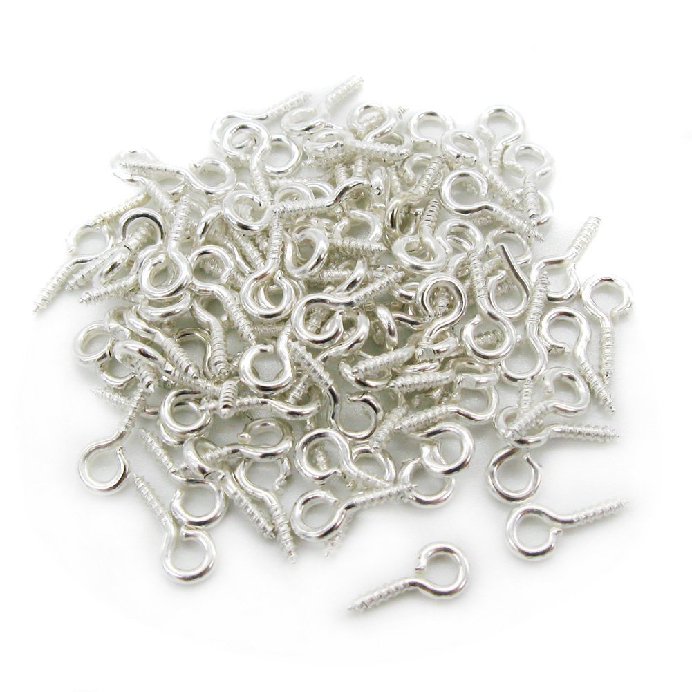 Haobase 100 x Screw Hooks for Clay Creations, Silver (10 mm)