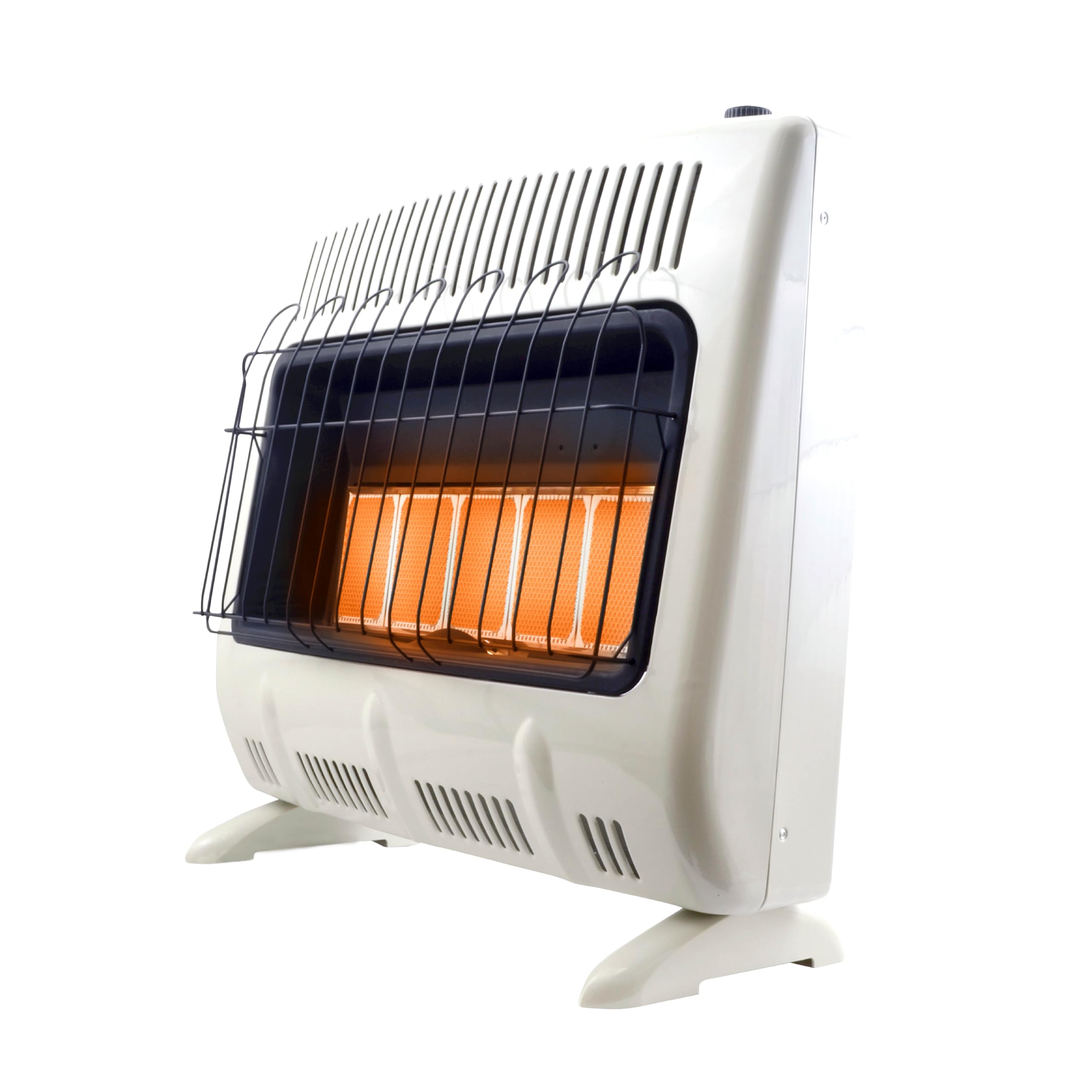 Mr. Heater Vent Free 30,000 British Thermal Unit Radiant Propane Space Heater with Thermostat and Automatic Low Oxygen Shut Off for Indoor Use, White