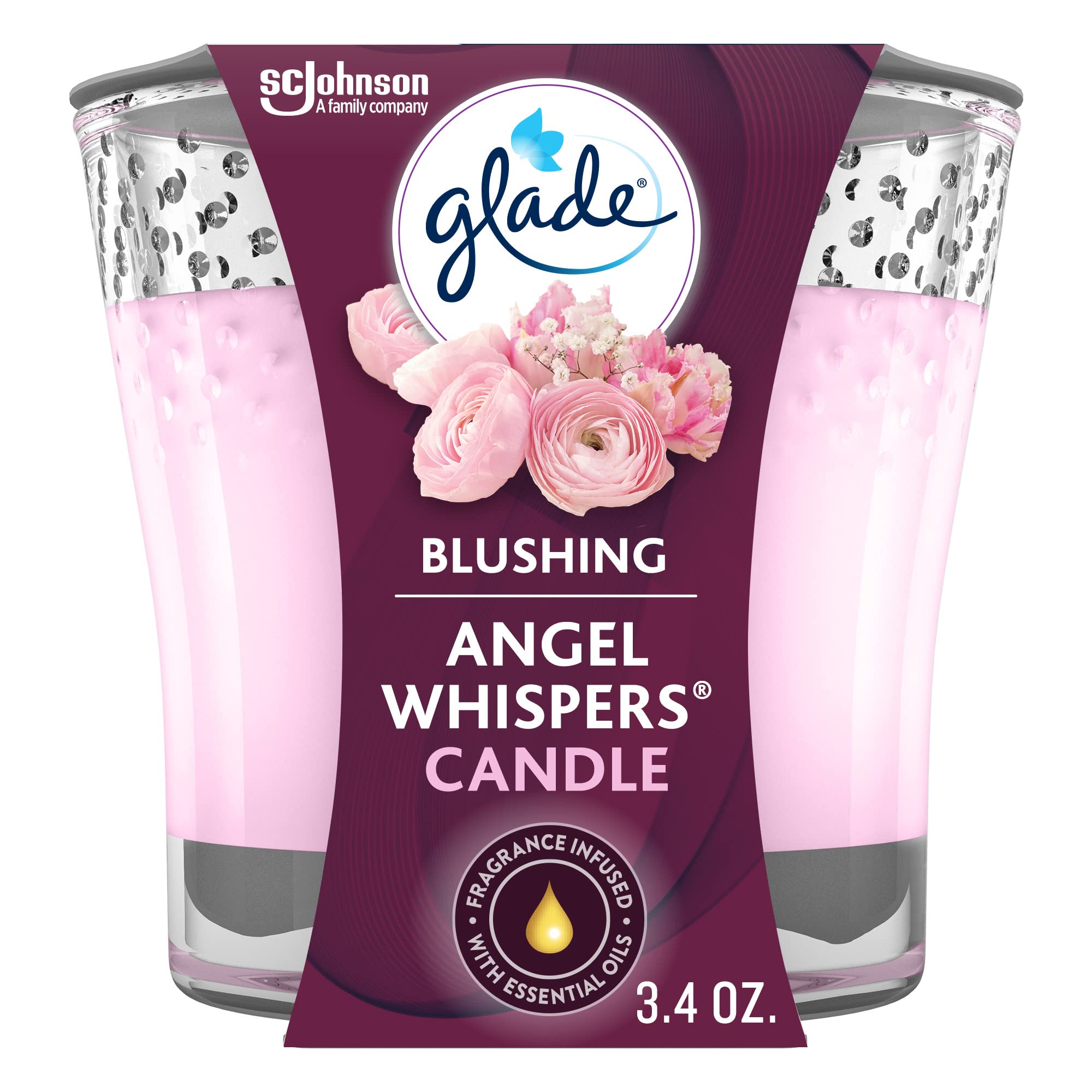 GladeCandle Jar, Air Freshener, Angel Whispers, 3.4 Oz