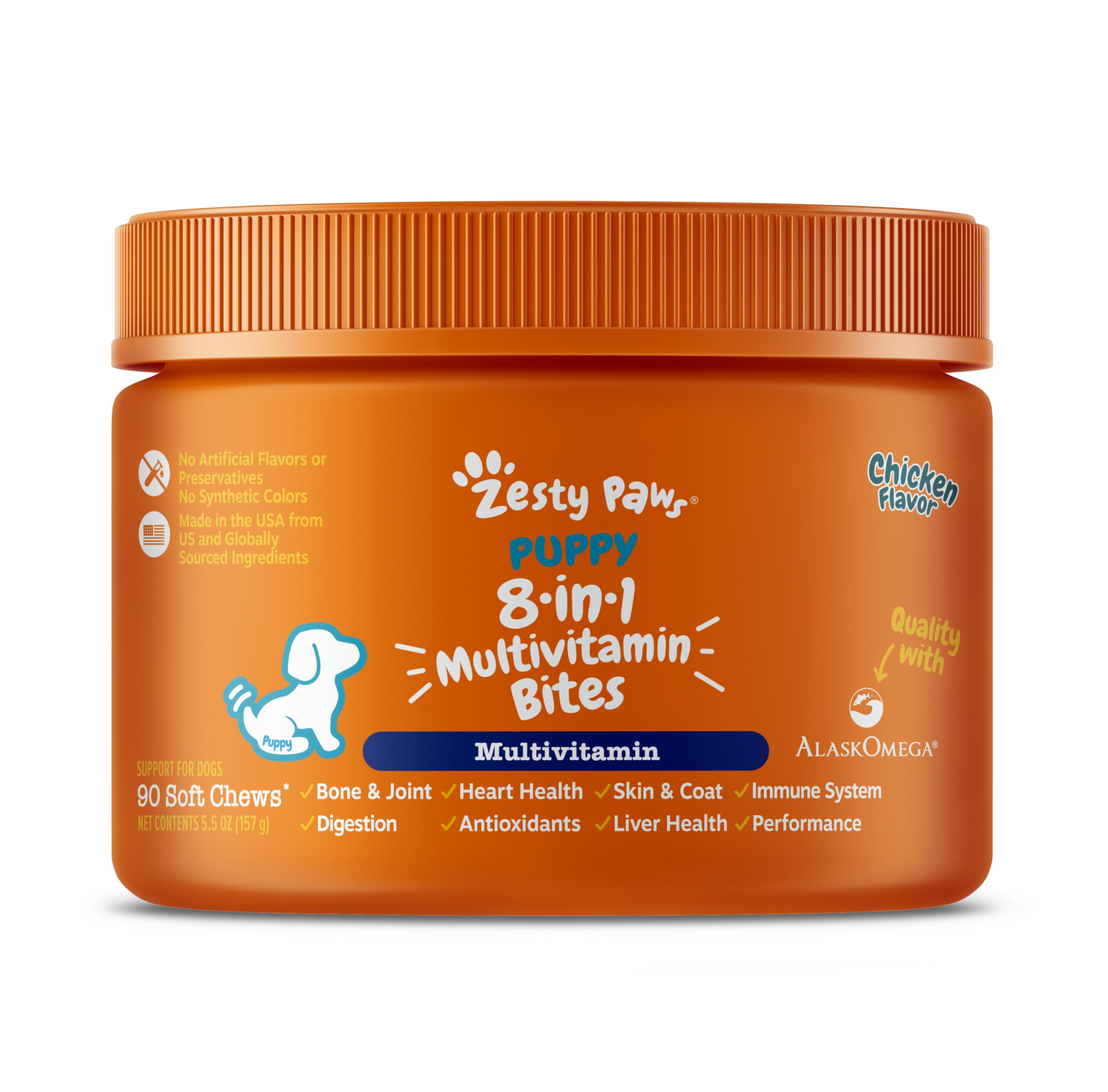 Zesty PawsPuppy 8 in 1 Multifunctional Bites Chicken 90ct