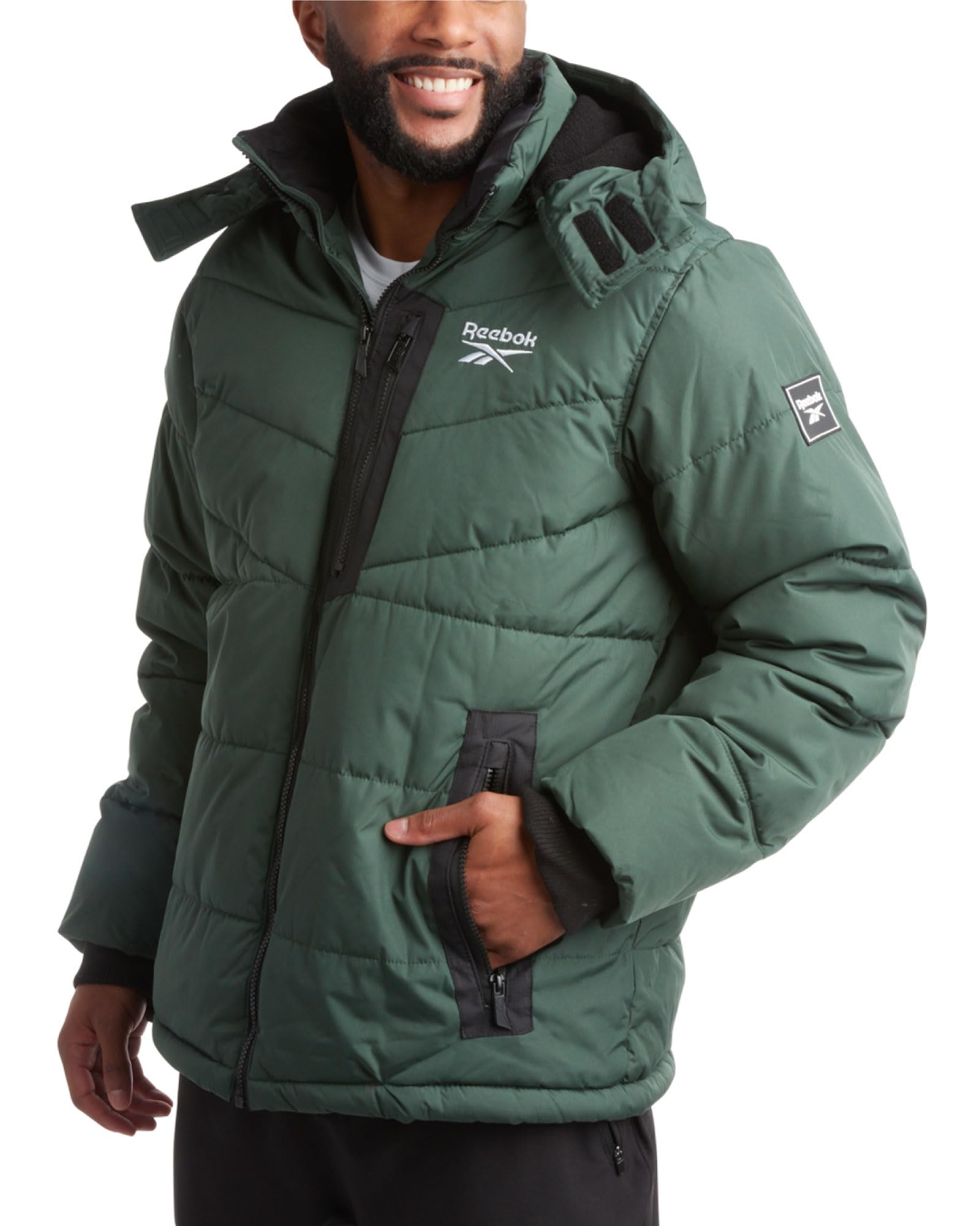 Reebok Men's Winter Jacket - Heavyweight Quilted Puffer Parka Coat - Weather Resistant Jacket for Men (L-XXL)