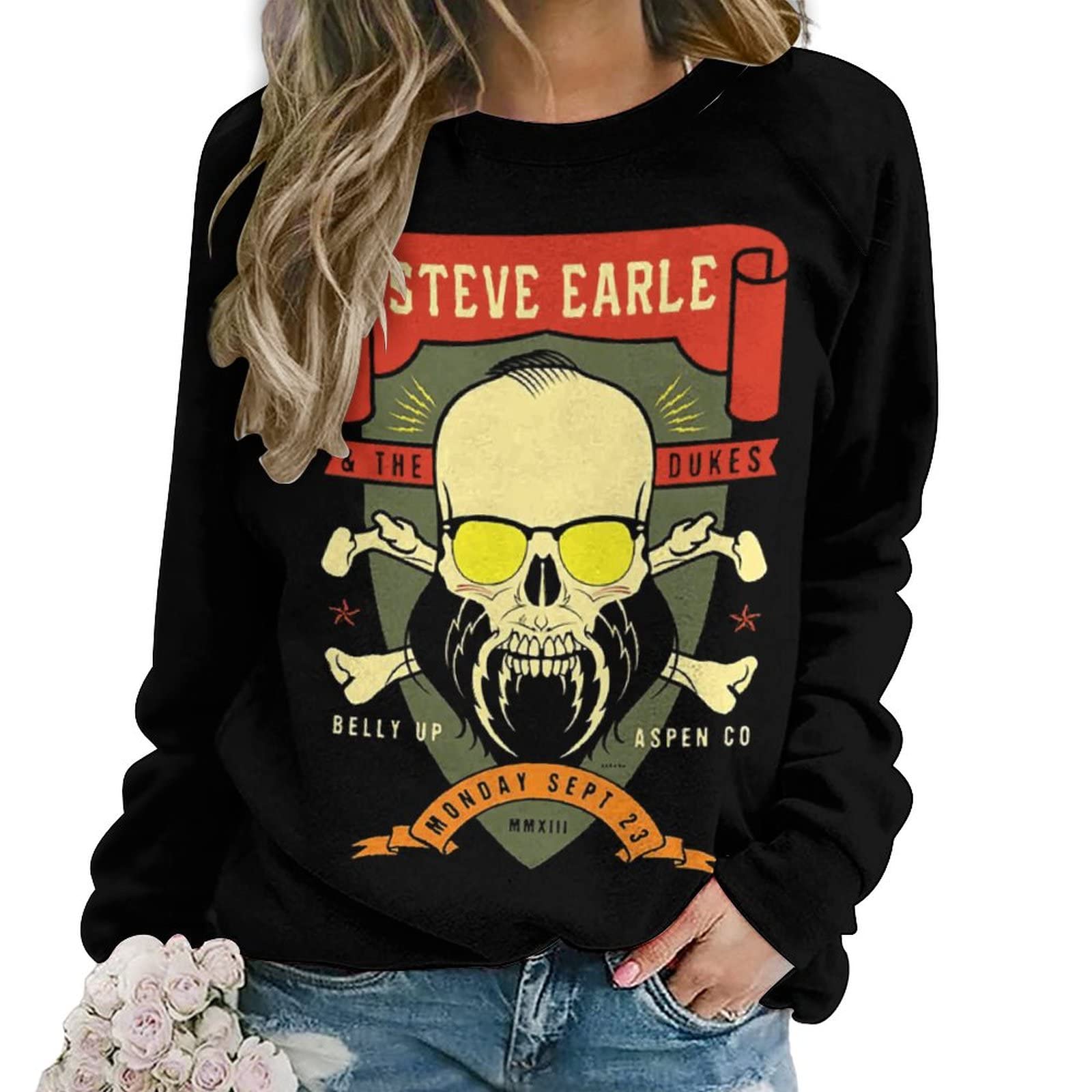 Steve Earle Sweatshirt For Women Crew Neck Soft Fashion Long Sleeve Fall Winter Pullover Tops