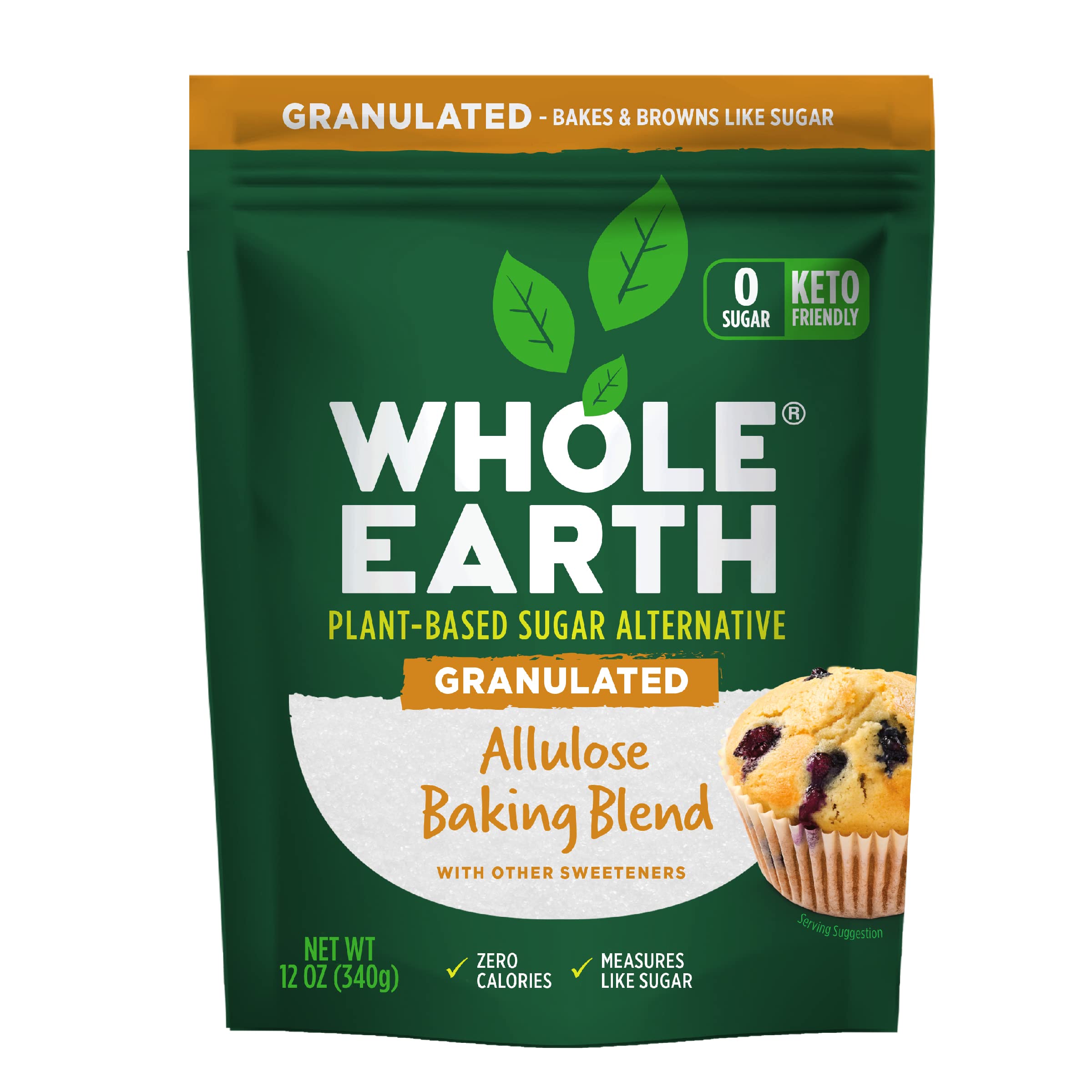 Whole Earth Sweetener Co.Allulose Baking Blend, Granulated, Plant-Based Sugar Alternative, 12 Ounces, 0.75 Pound (Pack of 1)