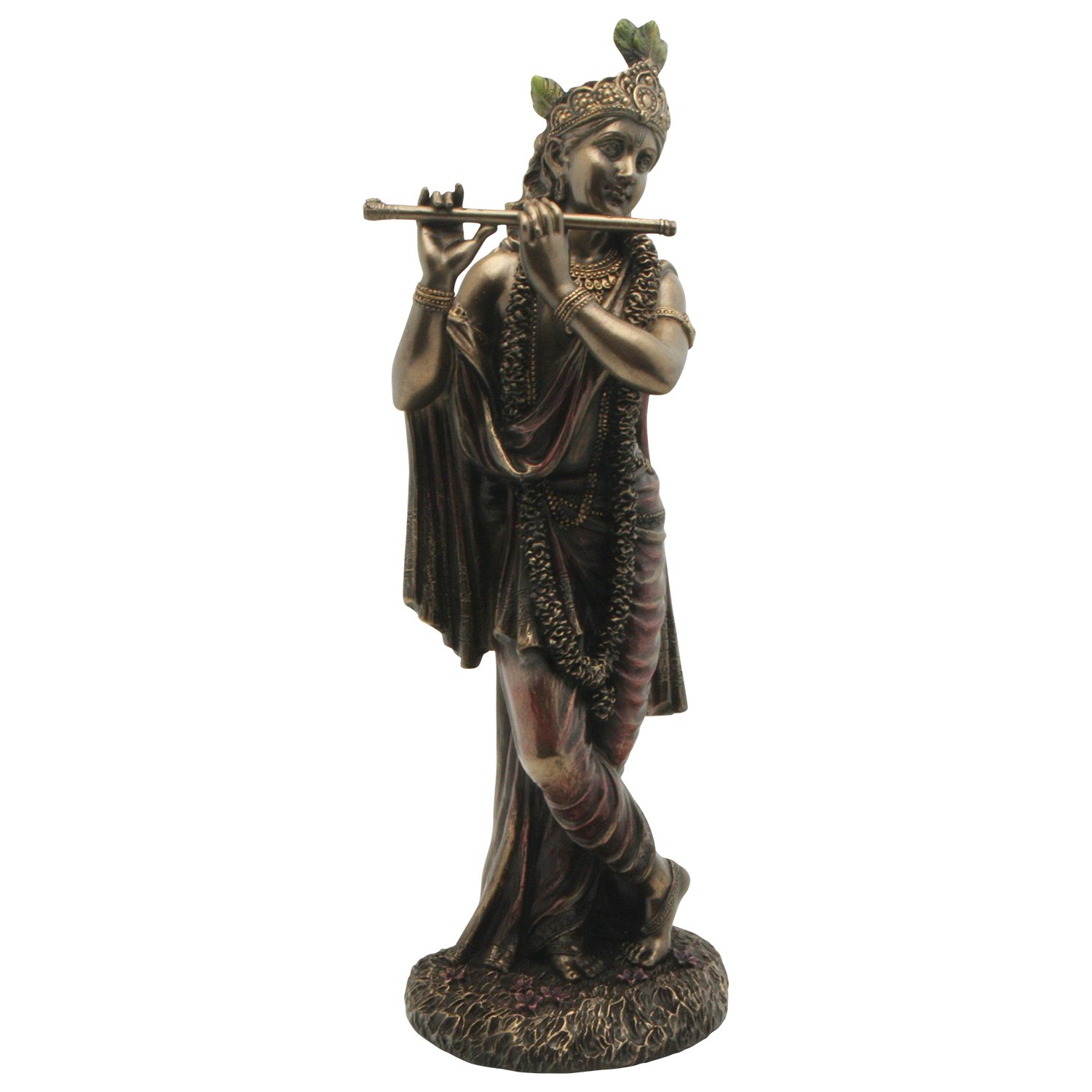 Top Collection 10" Krishna Statue in Cold Cast Bronze - Hindu God of Love and Divine Joy Figurine