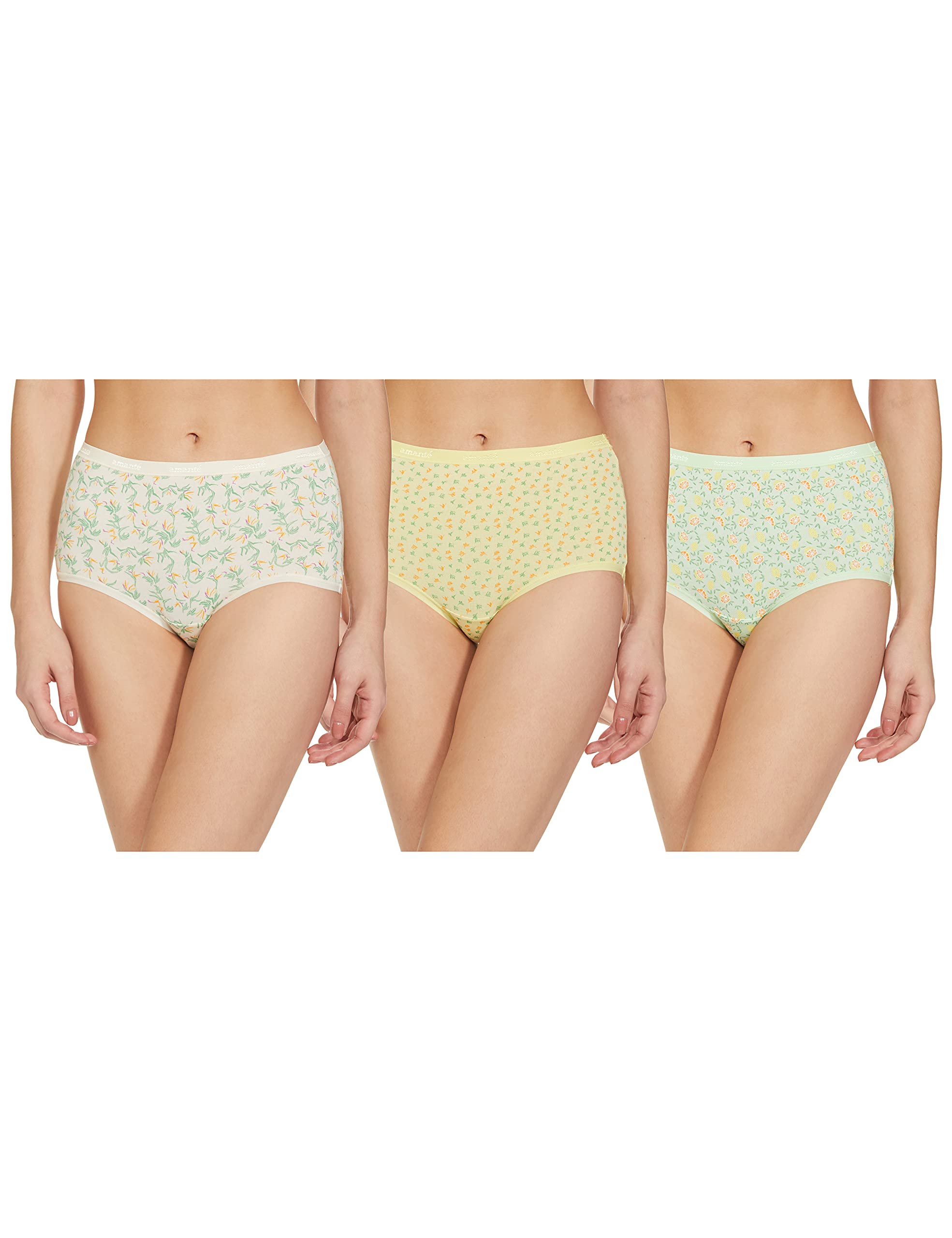 AmantePrinted Full Converage Cotton Full Brief Panty Pack (Pack of 3)