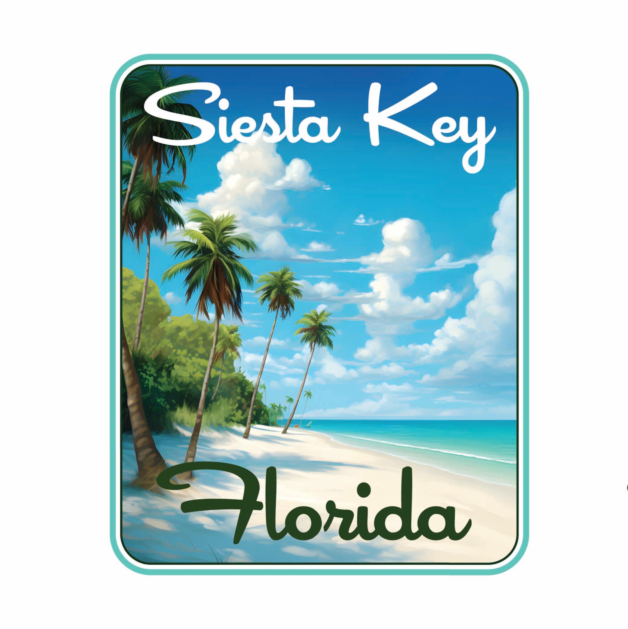 Siesta Key Beach Florida Tropical Beach Design Souvenir Die Cut Flat Magnet 3-Inch