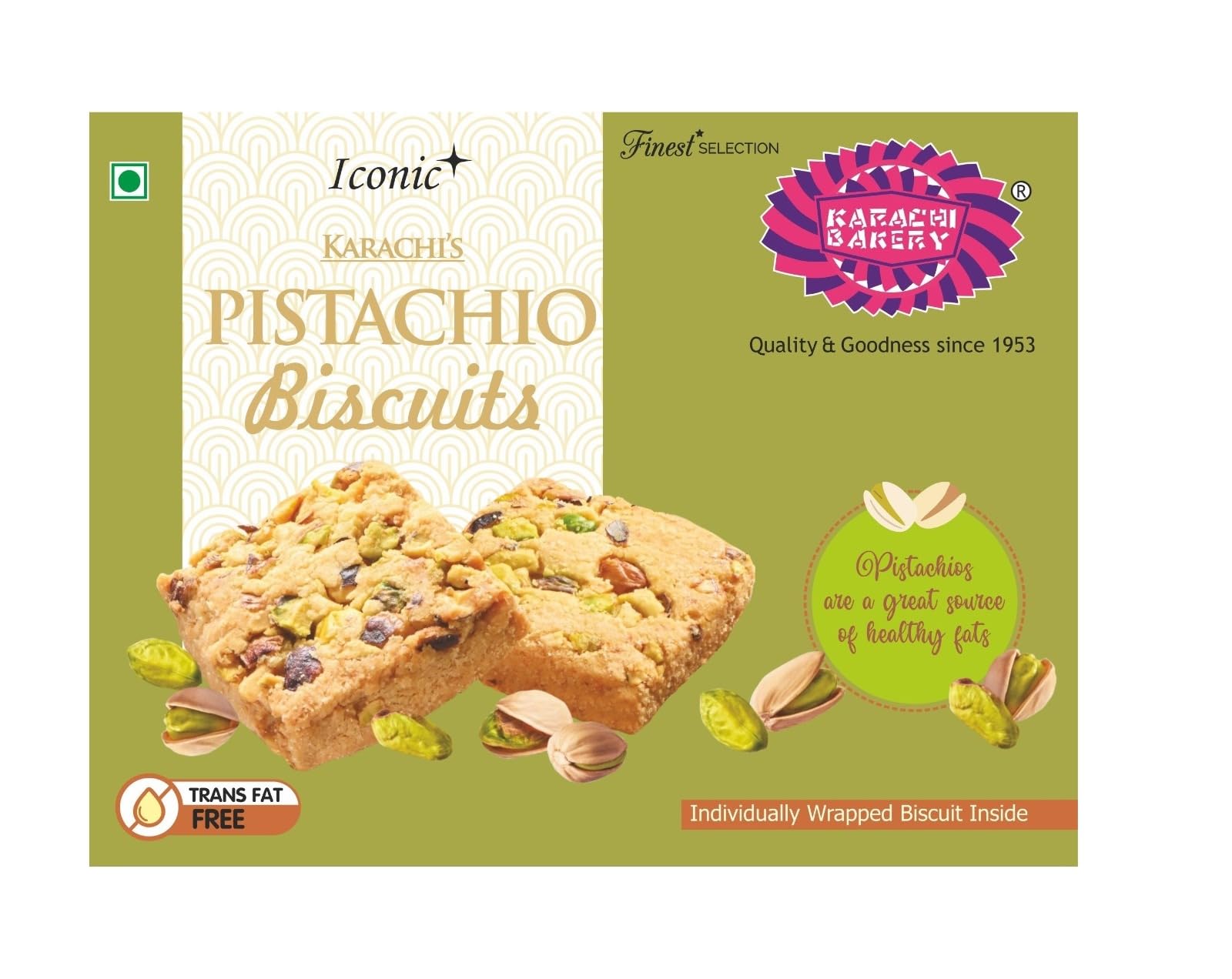 Karachi Bakery Pistachio Biscuits, 400 g/300 g (Weight May Vary)