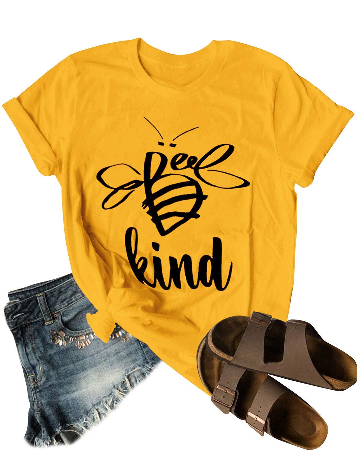 DresswelBe Kind Tshirt Women Short Sleeve T-Shirt Bee Graphic Tee Long Sleeve Pocket Shirt Casual Tops