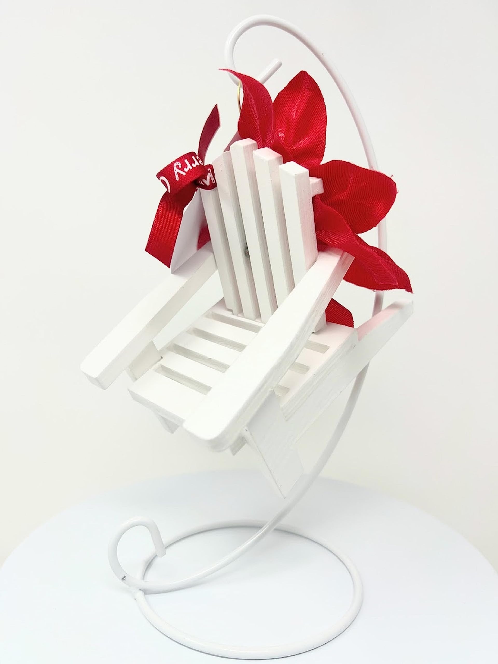 Christmas in Heaven Poem Memorial Empty Chair in a Stand, Rustic Tree Ornament In Loving Memory, Wedding Remembrance and Sympathy (White)