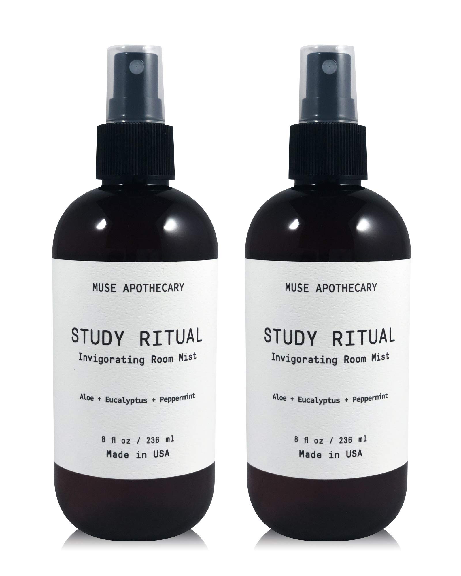 Muse ApothecaryStudy Ritual - Aromatic and Invigorating Room Mist, 8 oz, Infused with Natural Essential Oils - Aloe + Eucalyptus + Peppermint, 2 Pack