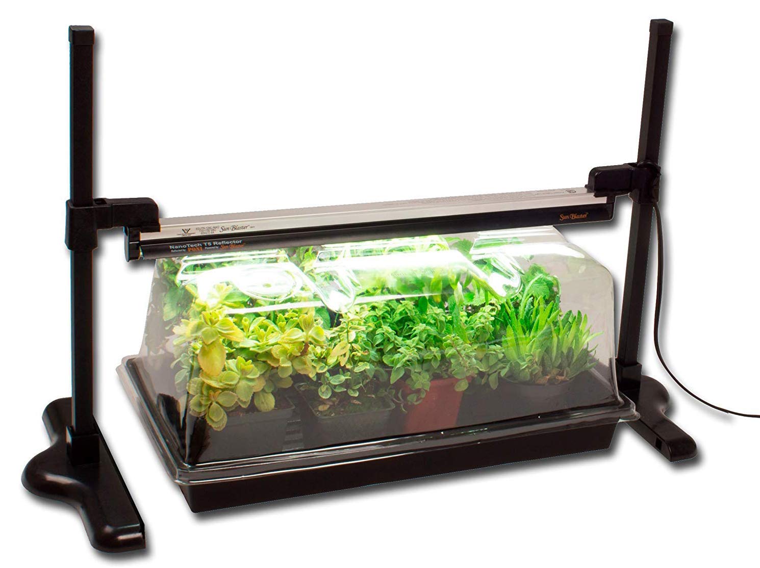 SunBlaster Grow Up Kit, Mini Greenhouse Kit with LED Grow Lights, Intermediate Indoor Grow Kit with Greenhouse Cover, Seedling Tray, Indoor Plant Lights with Stand and More, SL1600227