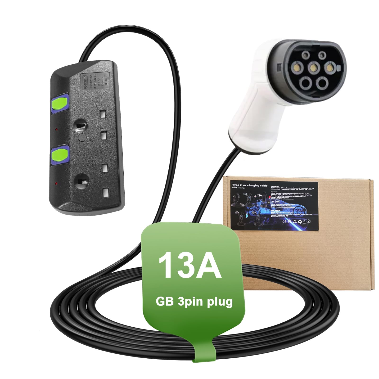 veco chajorElectric Car Side Discharge Plug Only Suitable for MG Car EV Type2 13A Charger Cable with EU Socket Outdoor Power Station 3 Ports (Need car supports V2L)