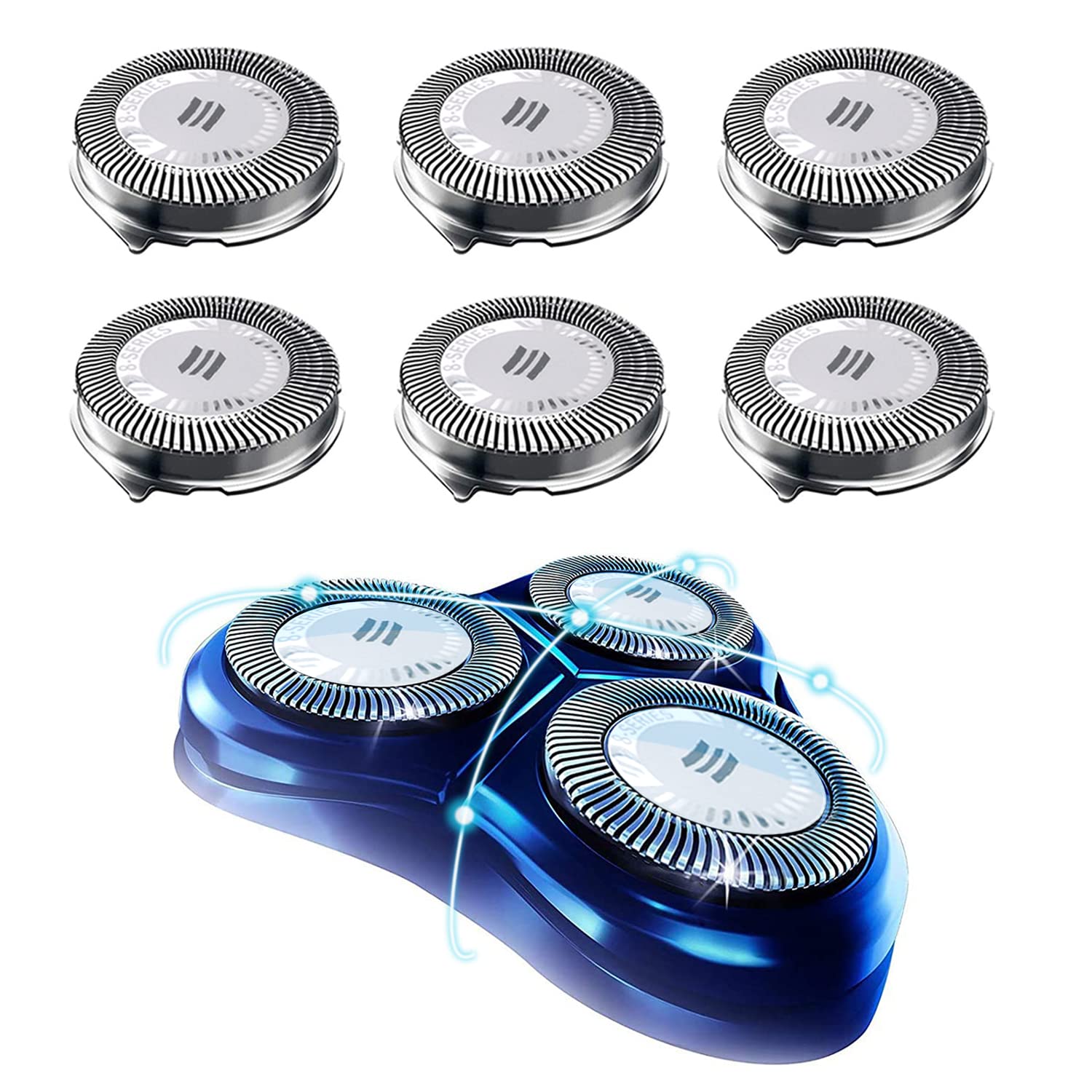 HQ8 Replacement Heads for Philips Norelco Shaver Series (6-Pack)