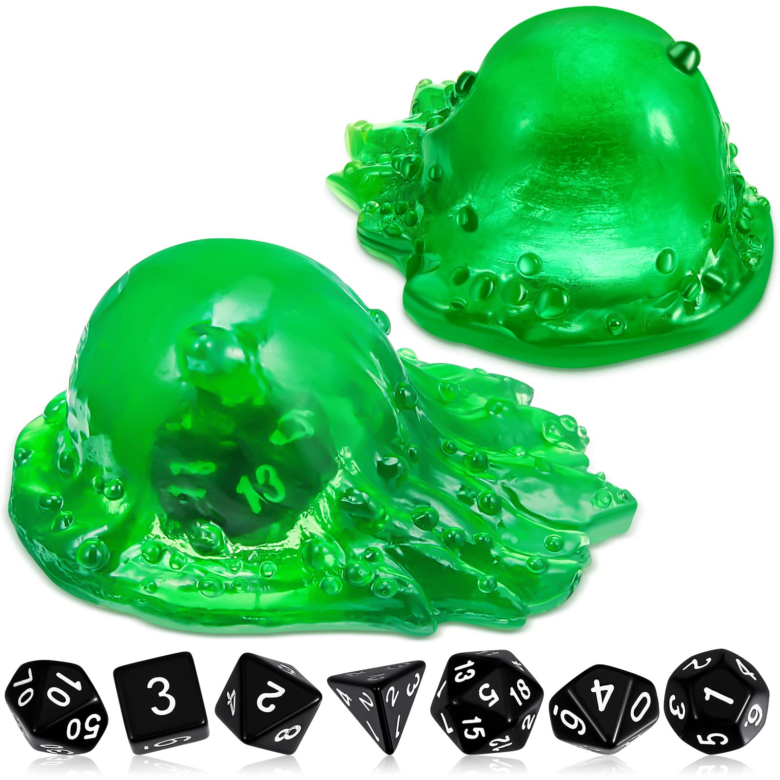 Dice Jail Gelatinous Cube Dice Prison Resin Dice Cage Translucent Dice Storage Dice Container Dice Holder Dice Miniature Accessory for Table Game Party Gatherings Gifts (Green)