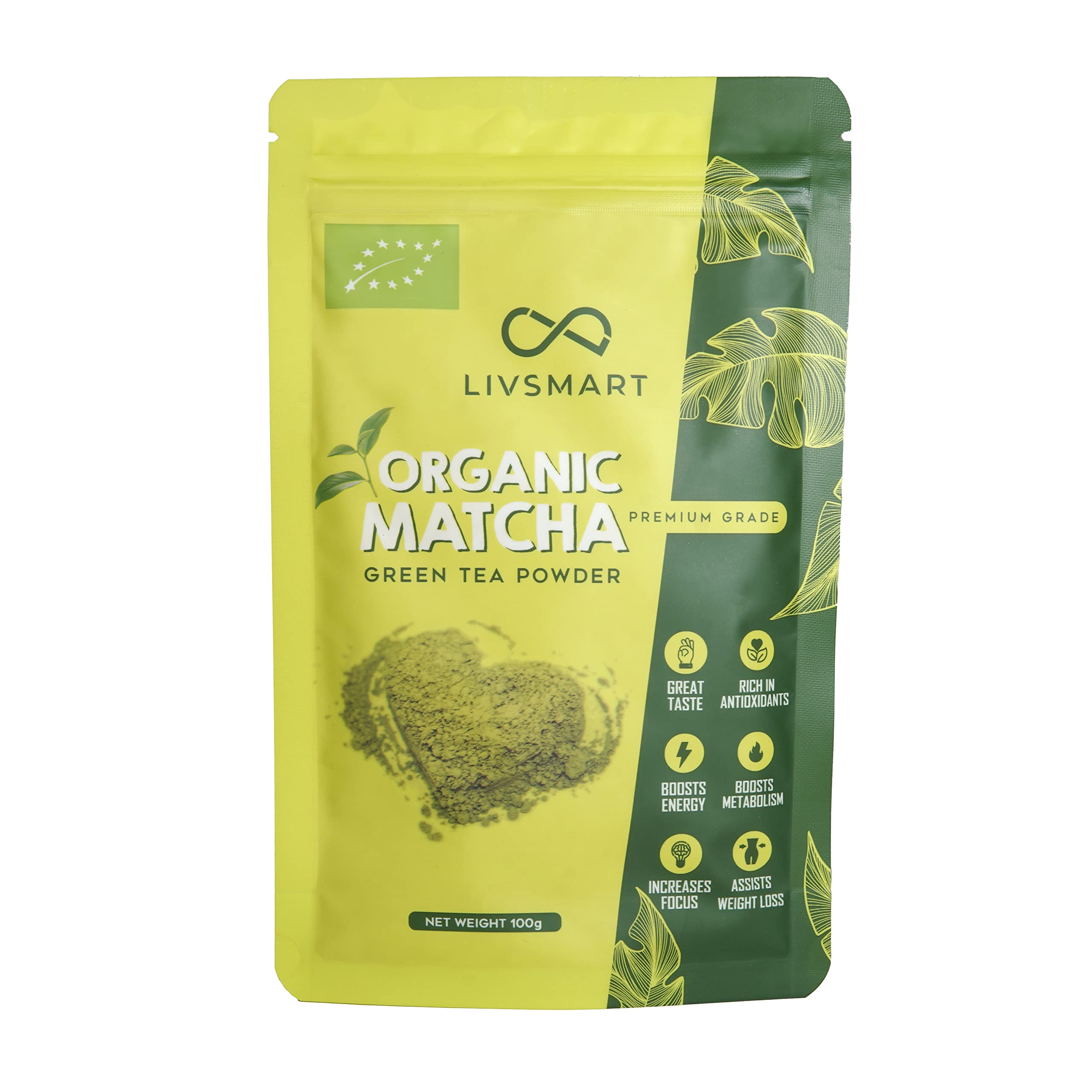 LivsmartOrganic Matcha Tea Powder (100g, 50 servings) - Premium Grade