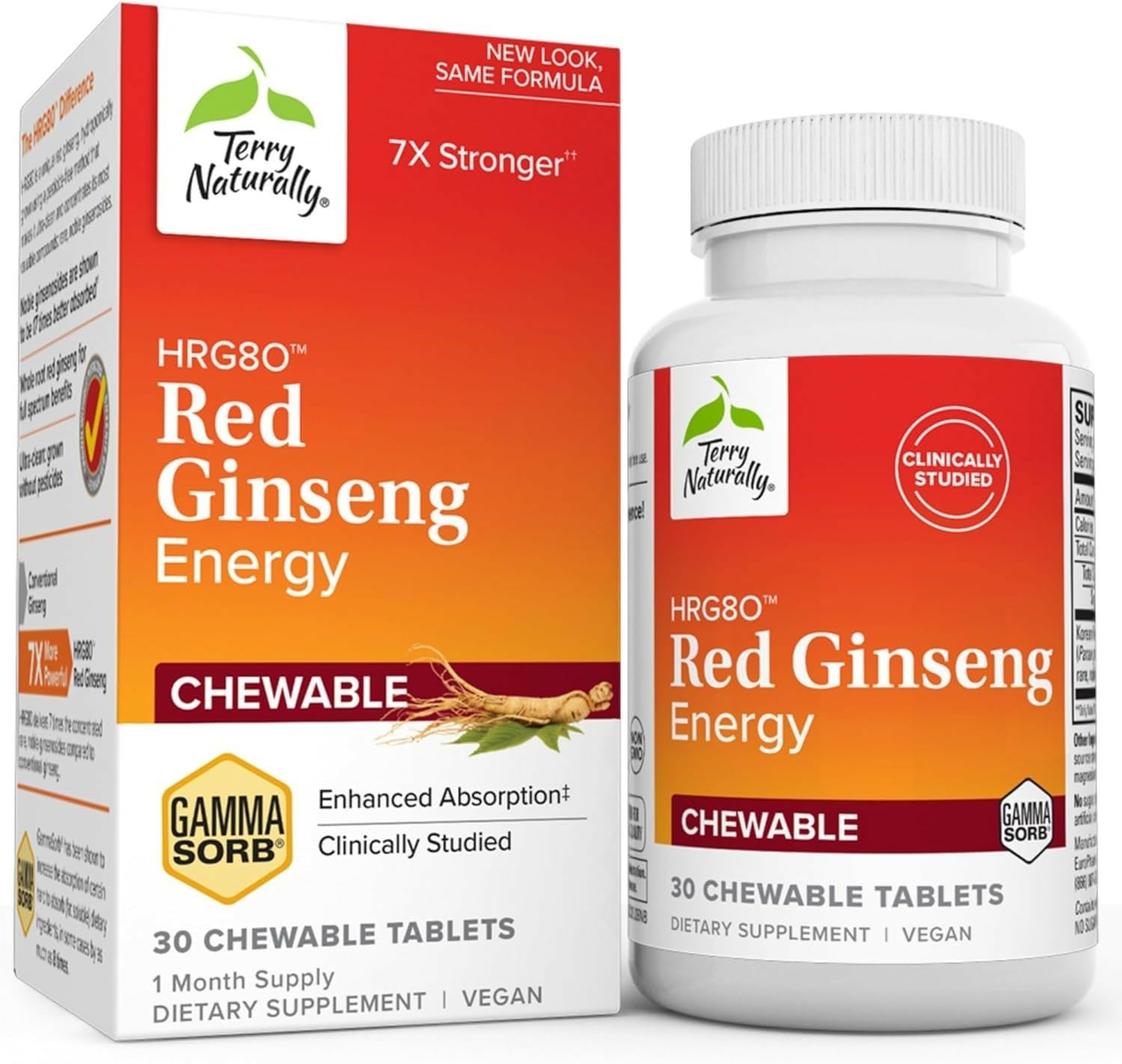 Terry Naturally HRG80 Red Ginseng Energy (30 Easy Chew Tablets)