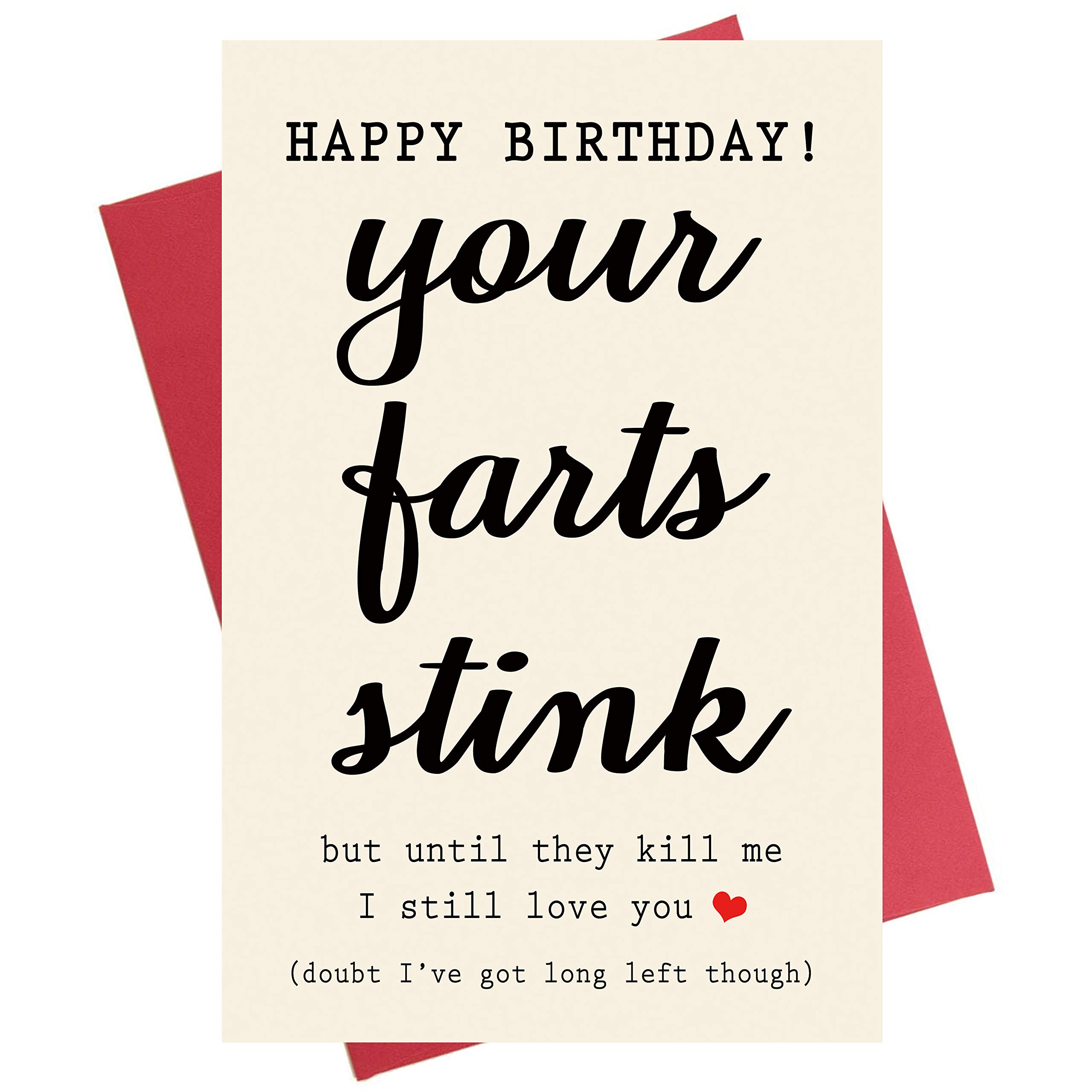 Your Farts Stink Funny Happy Birthday Card, Birthday Card for Boyfriend Him Husband Girlfriend Wife Partner