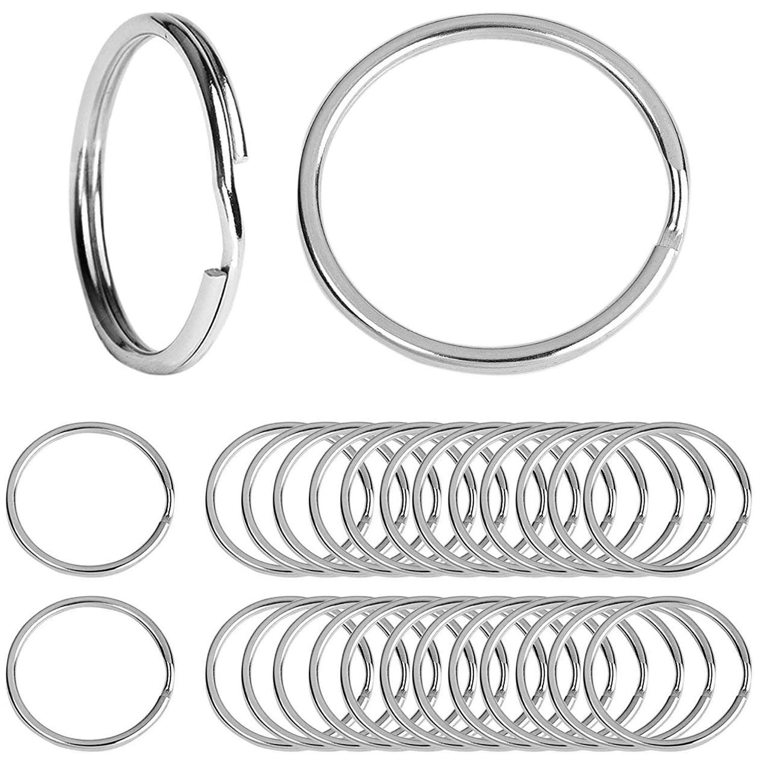 DIY Crafts Pack of 100 - PCS Key Chain Ring Metal Split Ring for Dog Tag and Keys Organization (50pcs) with Key Rings, TV Remote Key Chain, Manual Art Keychain, 100 PCS Silver (100)