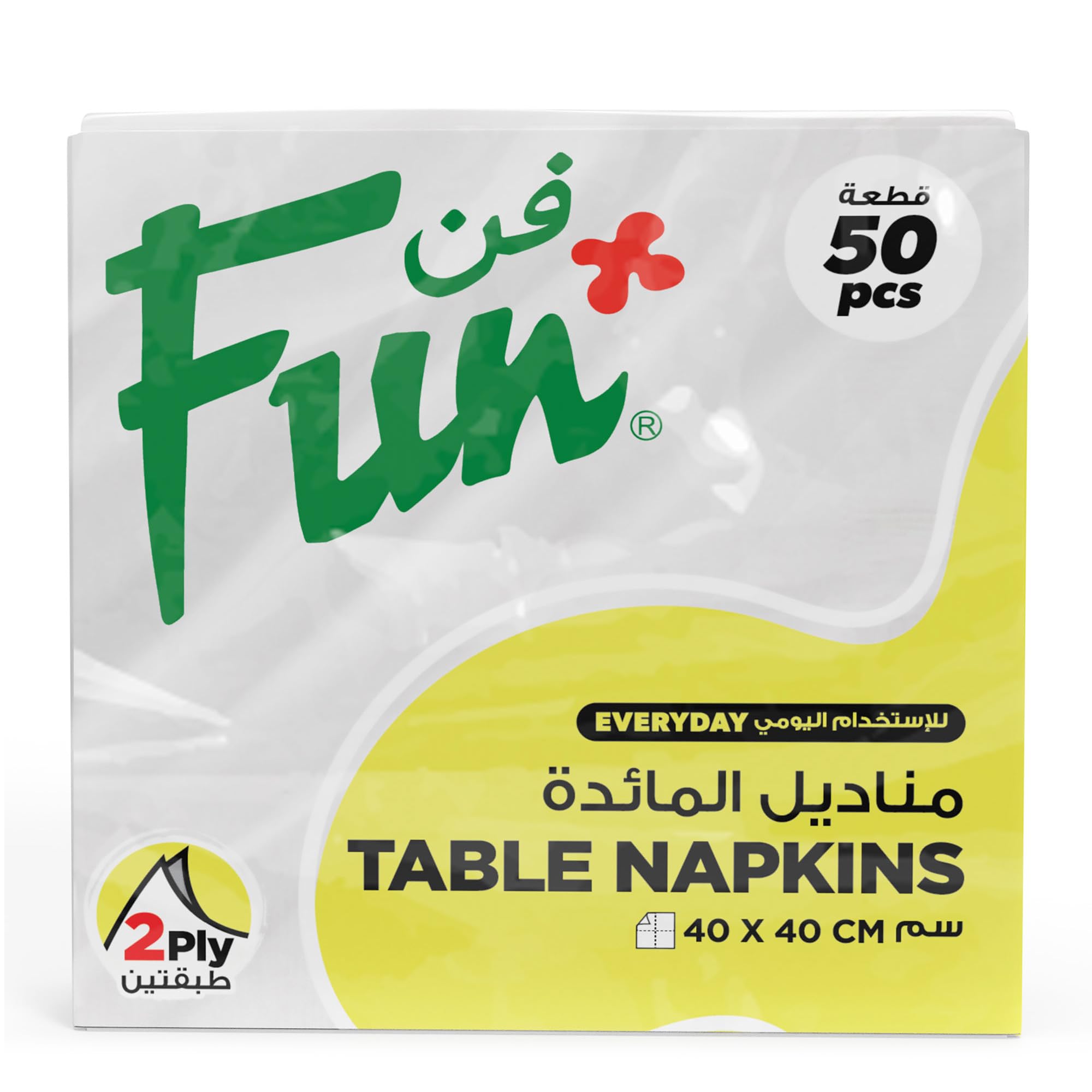 Fun Everyday 2-Ply Paper Napkin Tissue Paper 40X40cm, White, Pack Of 50