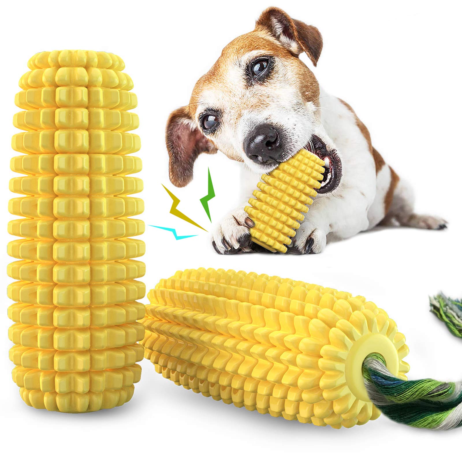 Dog Chew Toys, Puppy Toothbrush Clean Teeth Interactive Corn Toys, Pet Squeaky Toys for Aggressive Chewers Small Meduium Large Breed