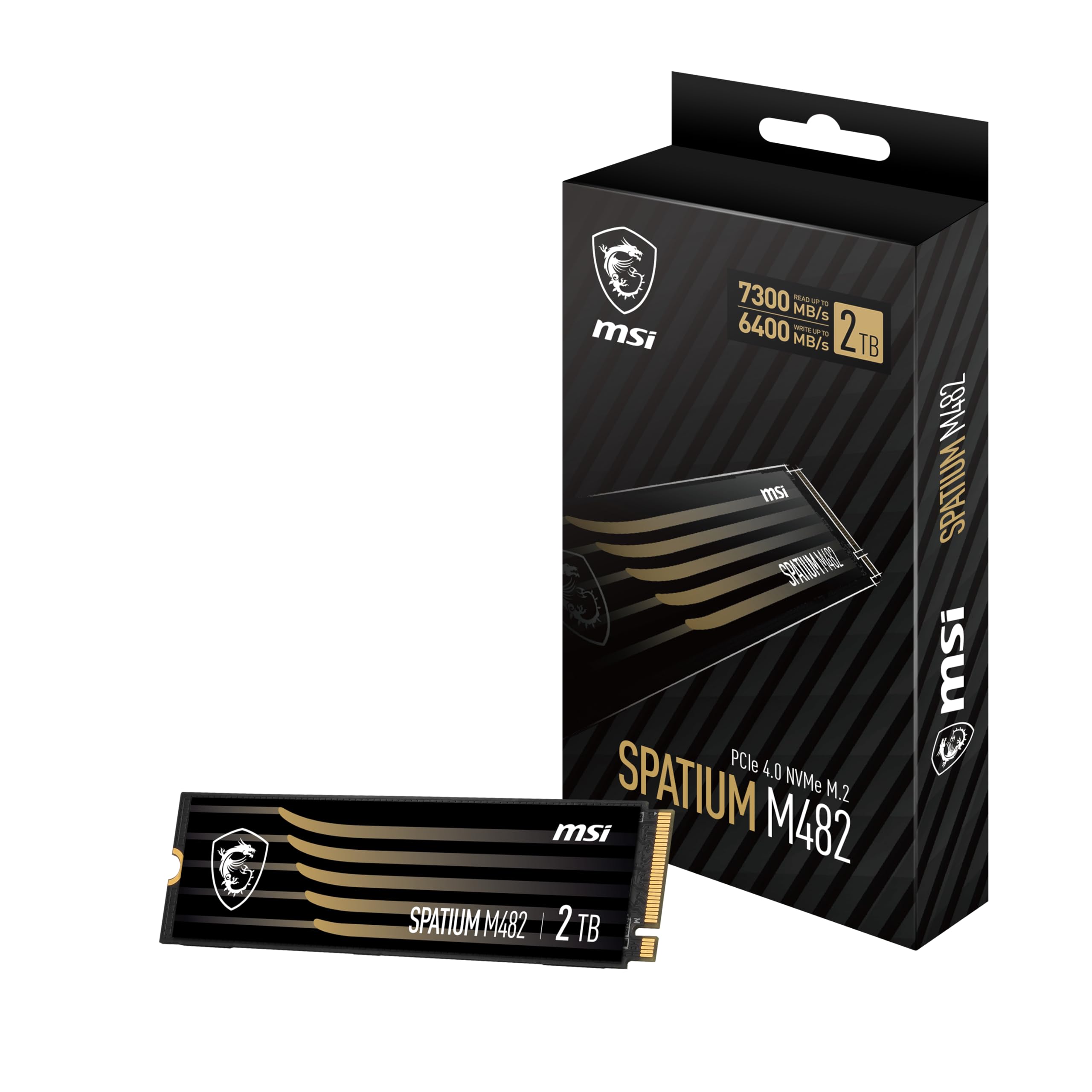 MSI Gaming SPATIUM M482 PCIe 4.0 NVMe M.2 2TB Internal SSD (PCIe Gen4, NVMe 1.4, M.2 2280, Read 7300 MB/S, Write 6400 MB/S, 2TB)