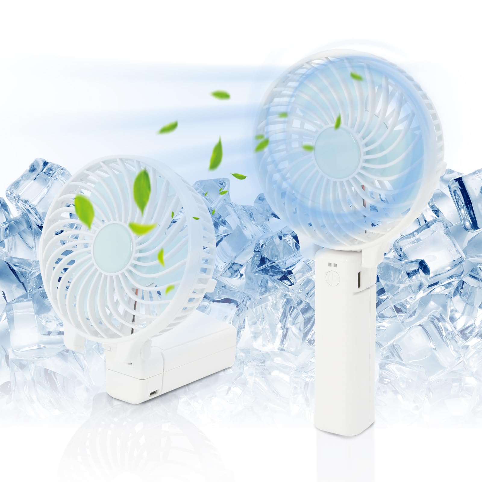 Jsdoin Hand Held Fan, USB Rechargeable Portable Handheld Fan with 3 Speeds Mini Foldable Desk Fan Desktop Cooling Silent Fans for Indoor, Camp, Home, Office, School, Travel, Camping, Makeup（White）