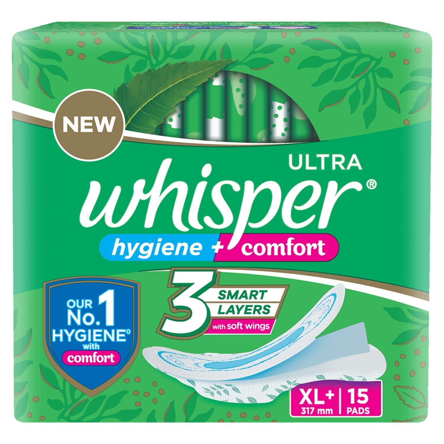 WHISPERUltra Sanitary Pads with Wings - 15 Pieces (XL Plus)