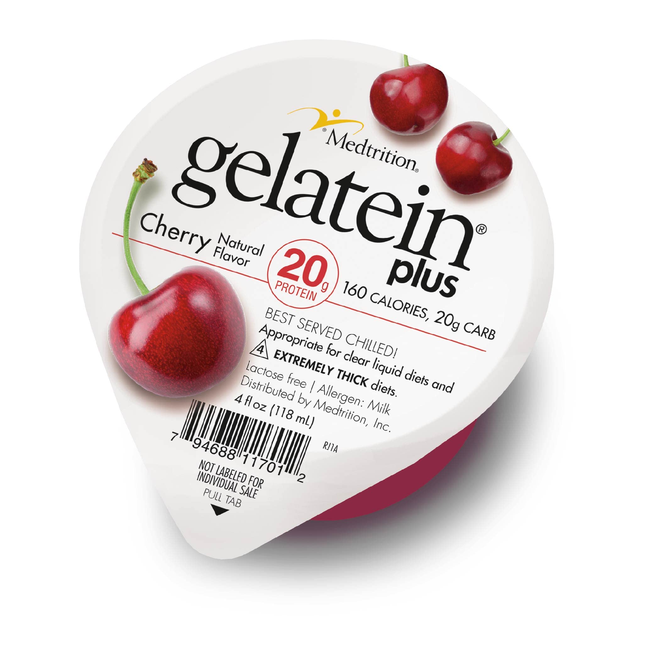 Gelatein Plus Cherry: 20 grams of protein. Ideal for clear liquid diets, swallowing difficulties, dialysis and oncology. Great pre or post-workout snack. (12 pack) …