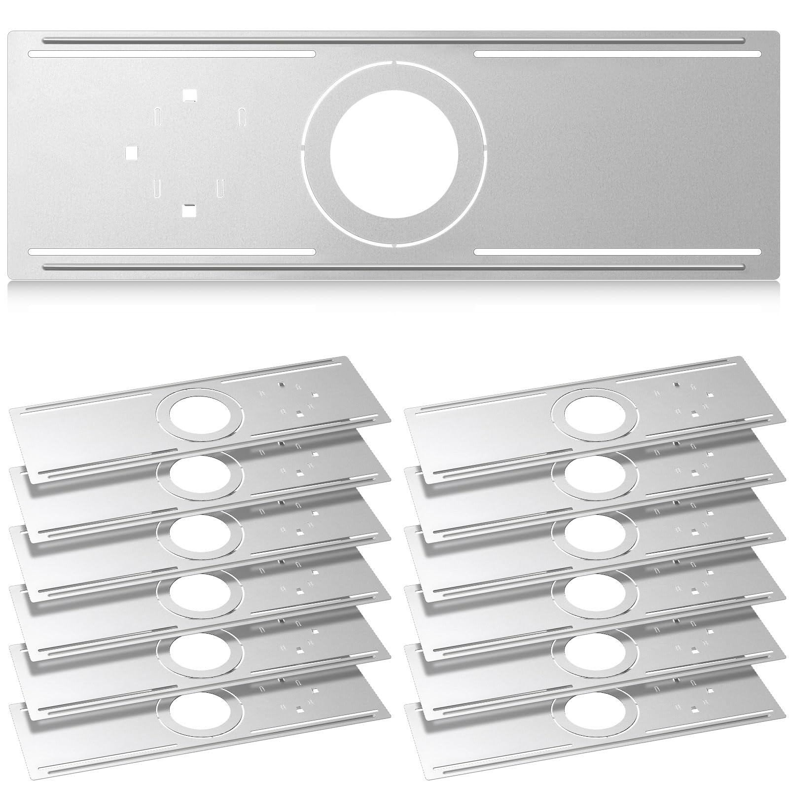 Blulu 12 Pcs New Construction Mounting Plate 4/6 Inch LED Recessed Lighting Kits for LED Light Bar Light Mounting with Notches Lighting Housing Flat Steel Rough in Bracket Fixture