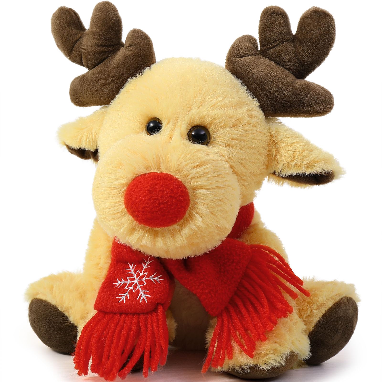 Muiteiur Christmas Elk Stuffed Animal Cute Moose Plush Toy, Christmas Stuffed Deer Toy, Soft Christmas Elk Gift for Boys Girls, 9 inch