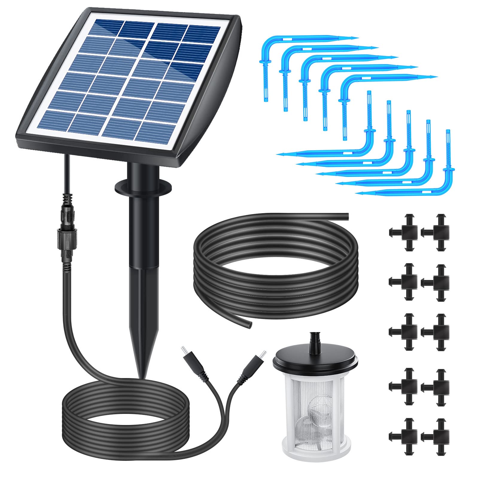 Decdeal Solar Irrigation Solar Auto Watering System Solar Powered Automatic Drip Irrigation Kit Self Watering Devices with Water Sensor Timer for Plants in Patio Balcony Green House