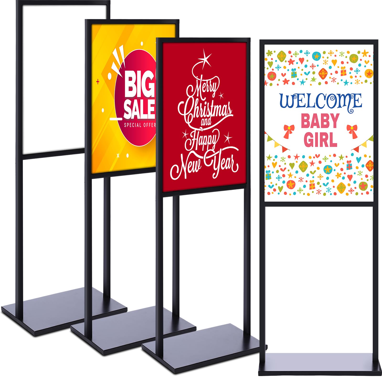 Blulu 4 Pcs Sign Stand 19.6"x 27.5" Poster Holder Heavy Duty Standing Sign Holder Stand Metal Sign Stands for Display with Non Slip Mats Outdoor Banner Stand Double Sided for Board and Foam Display