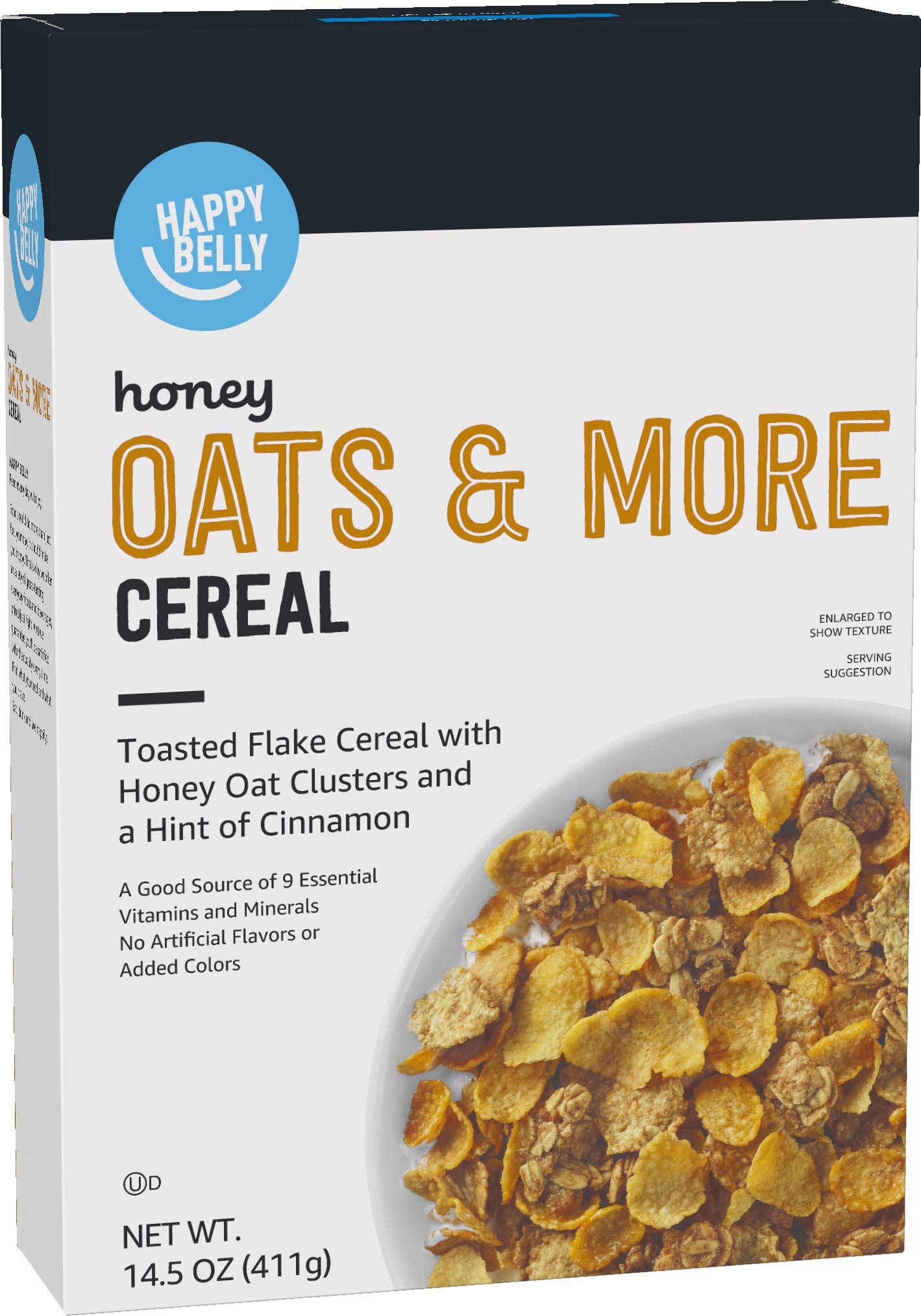 Amazon Brand - Happy Belly Oats & More Cereal, Honey, 14.5 Ounce