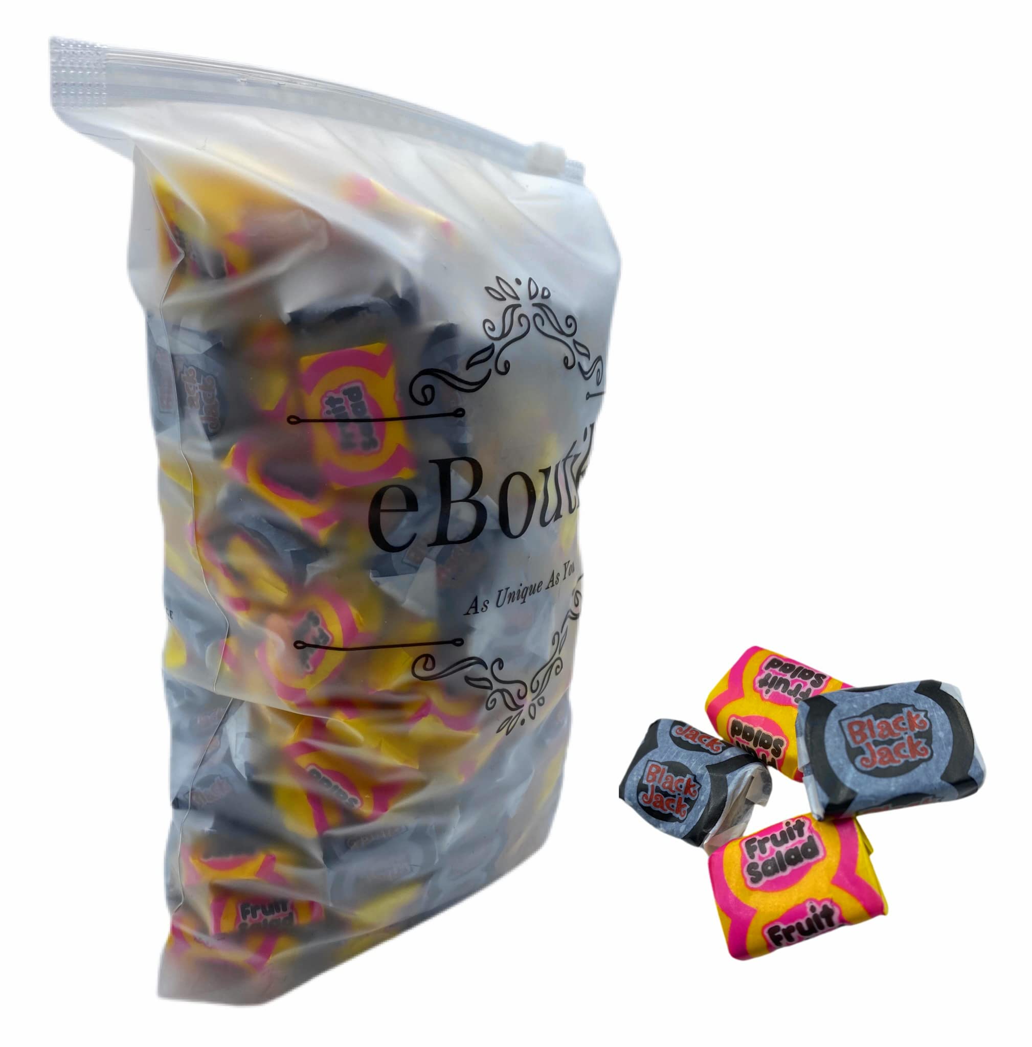 eBoutik - 1 Kilo Bag of Mixed Fruit Salad Chews & Black Jacks Chews - Mouthwatering Old School Retro Sweets - Father's Day Treats For Dad - Birthdays, Wedding Favours & Anniversary