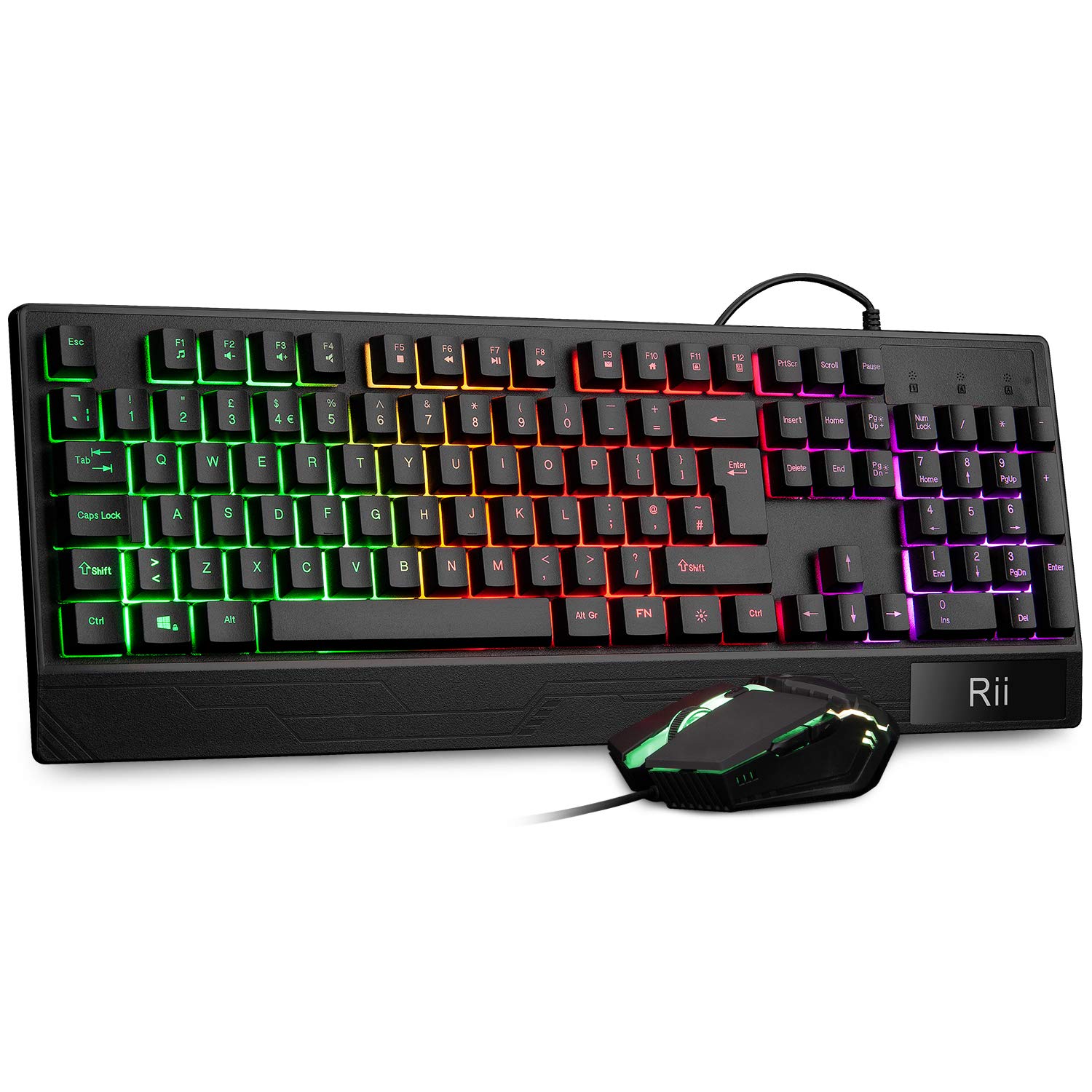 Rii Gaming Keyboard and Mouse,RGB Light Up Keyboard and Mouse Set for PS4,Xbox for Gaming,Working-UK Layout