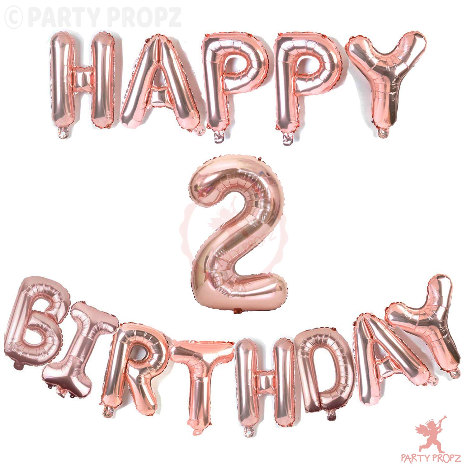 Party PropzParty Propz 2nd Birthday Foil Balloons “Happy Birthday” Banner and NO 2 Foil Balloon Combo For Girls 2nd Birthday Decorations Items